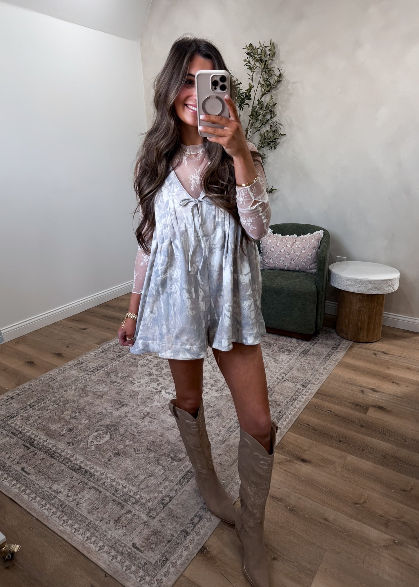 Driftwood Escape V-Neck Romper - camo