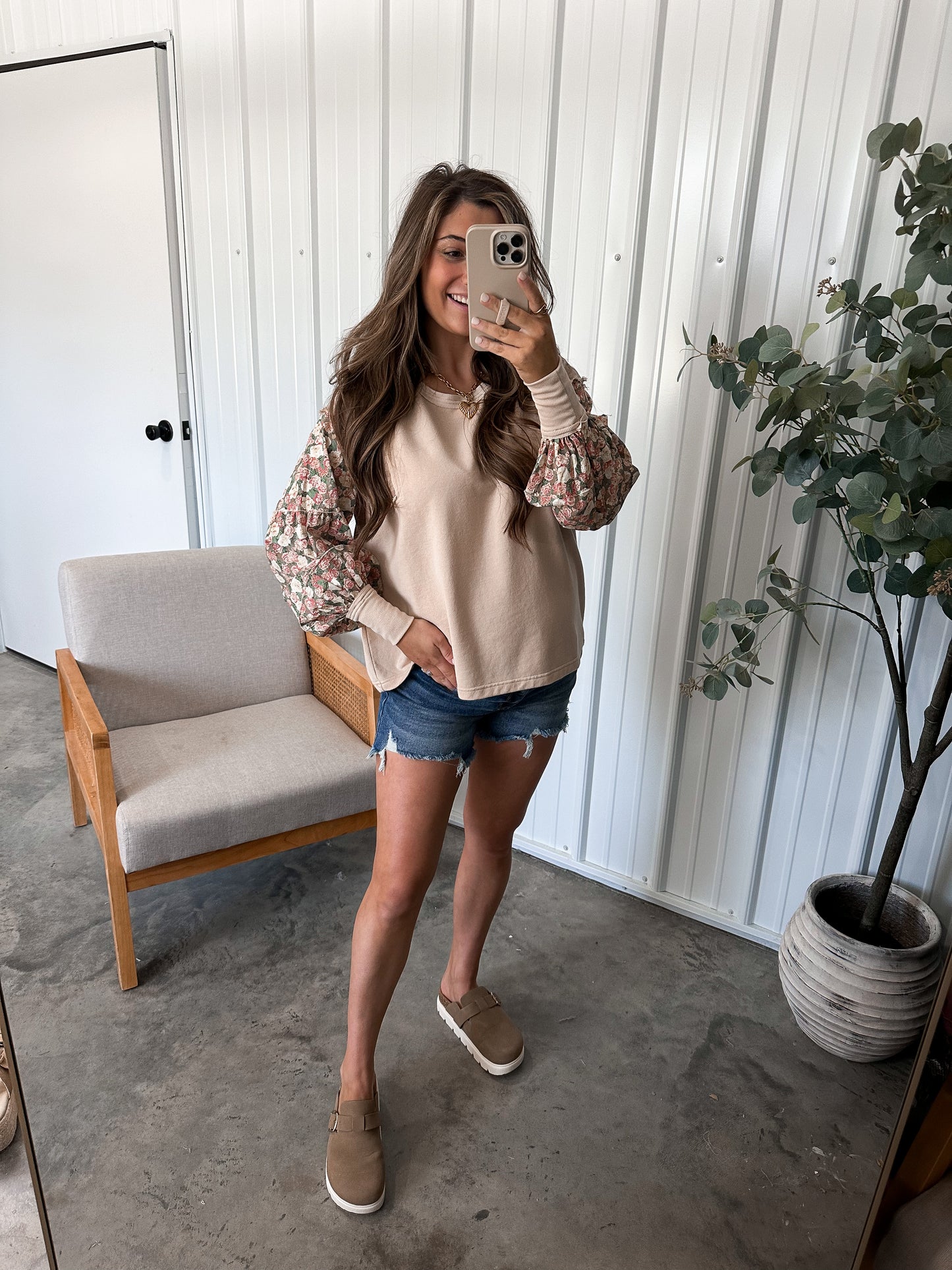 Splice of Heaven Top- Oat Rose