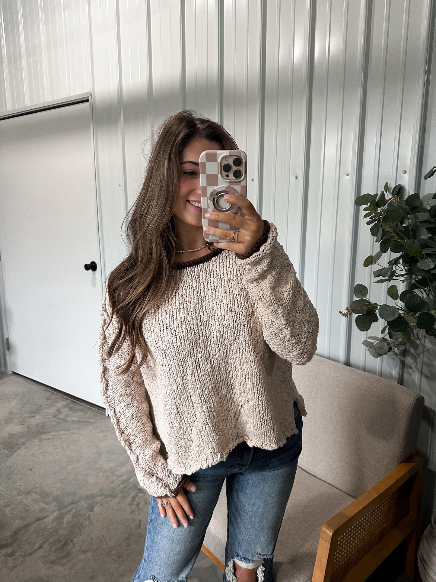 Karsyn Pullover - Beige/Brown Combo