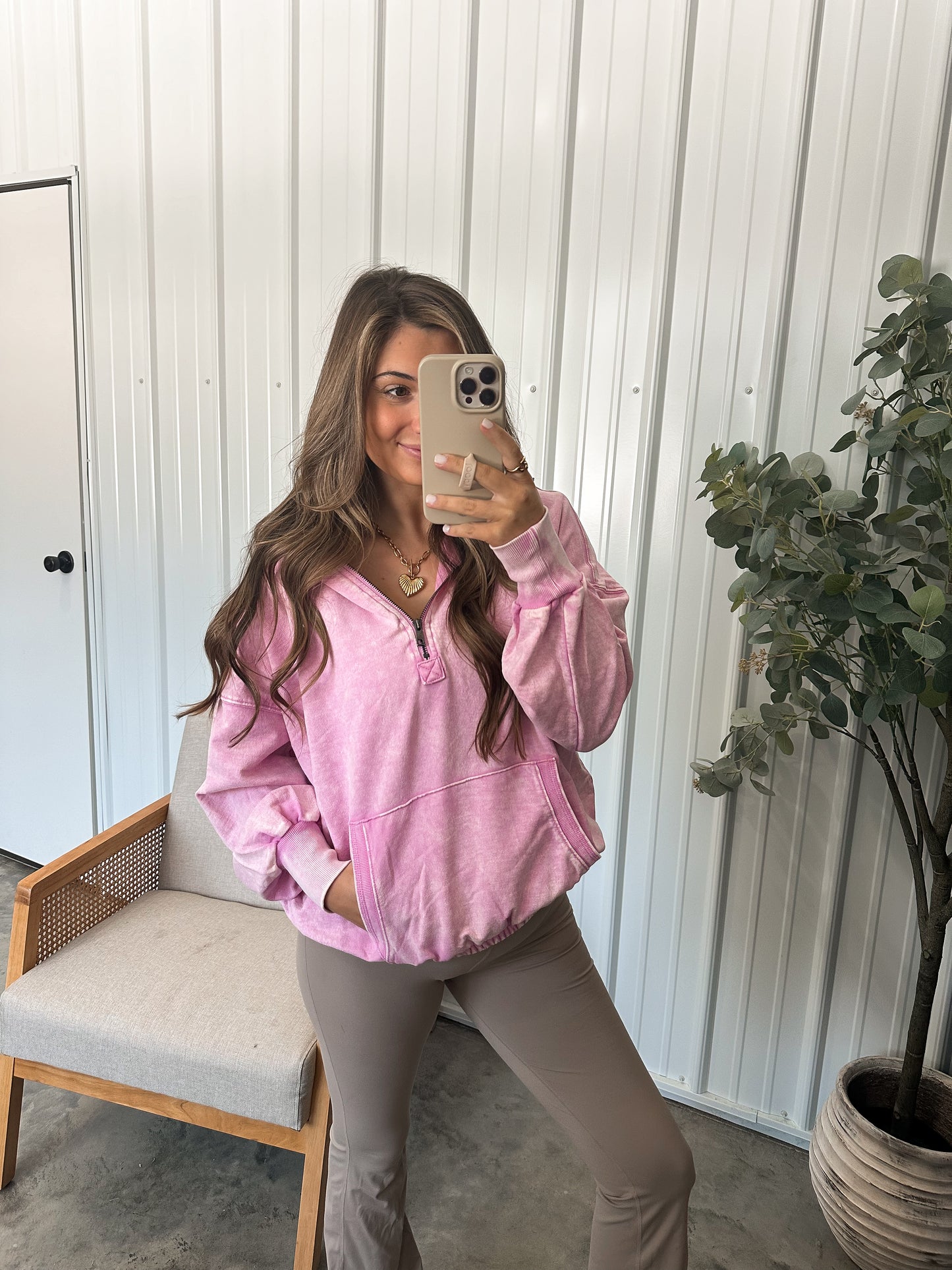 Lenze Zip Up Hoodie - Mineral Wash Mauve