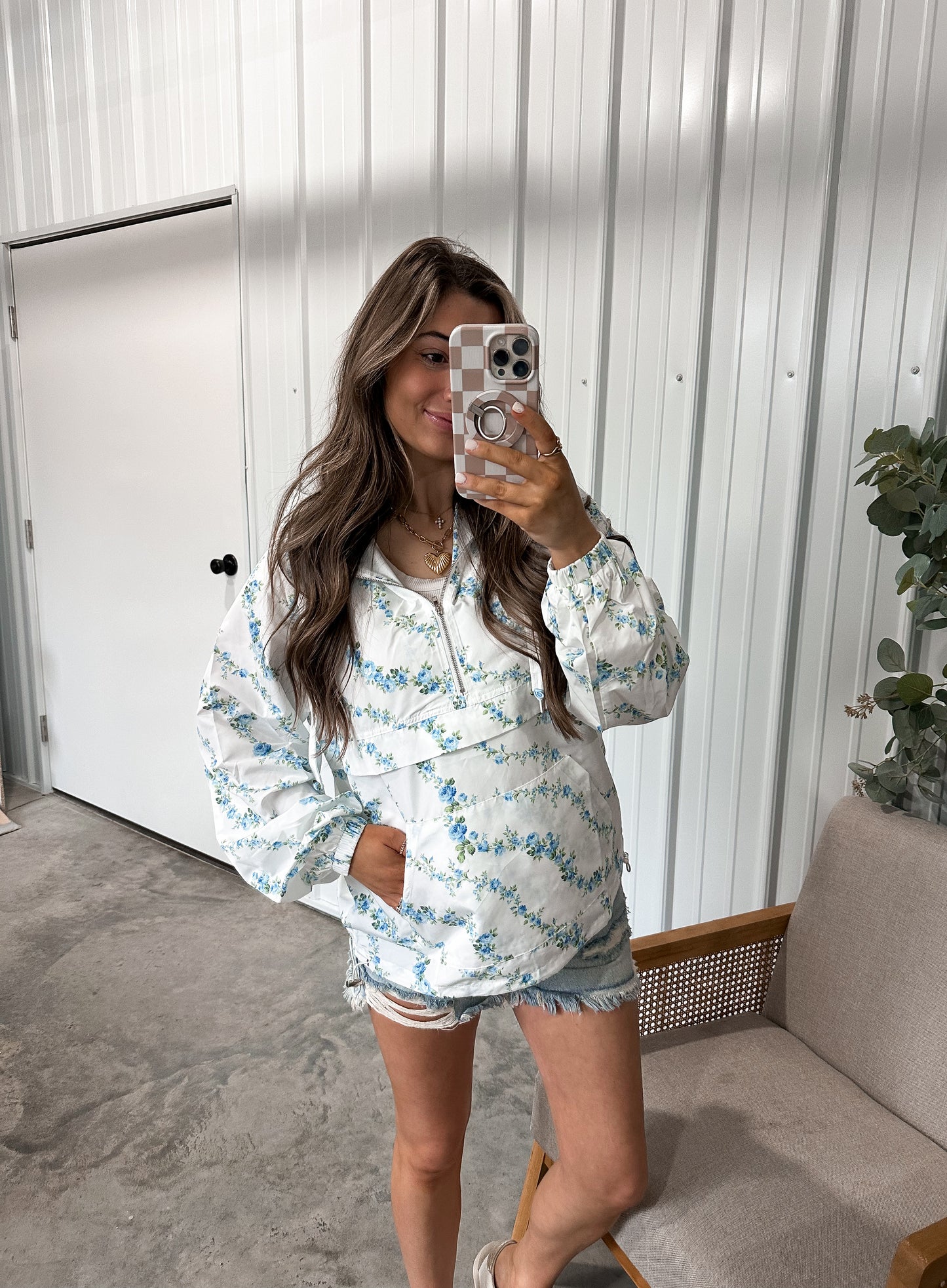 Floral Printed Windbreaker