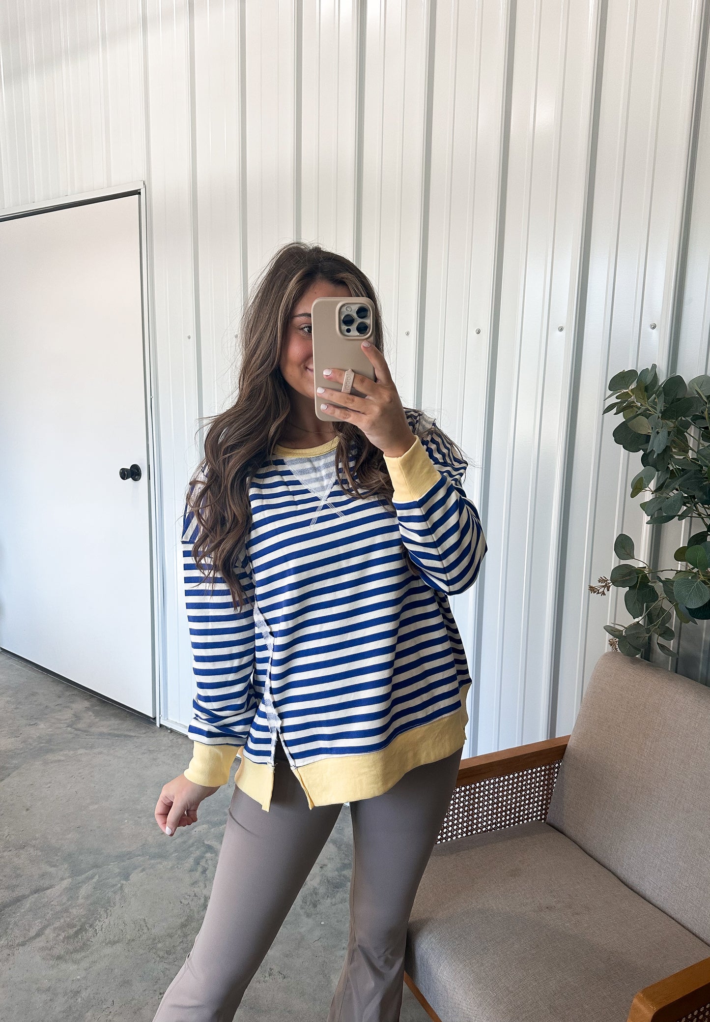 Alix Vintage Striped Pullover- Cobalt