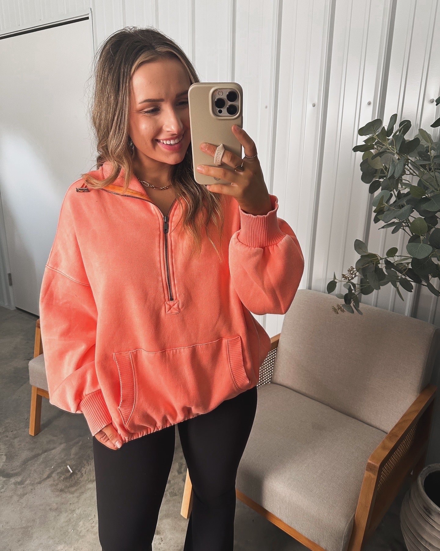 Lenze Zip Up Hoodie - Coral