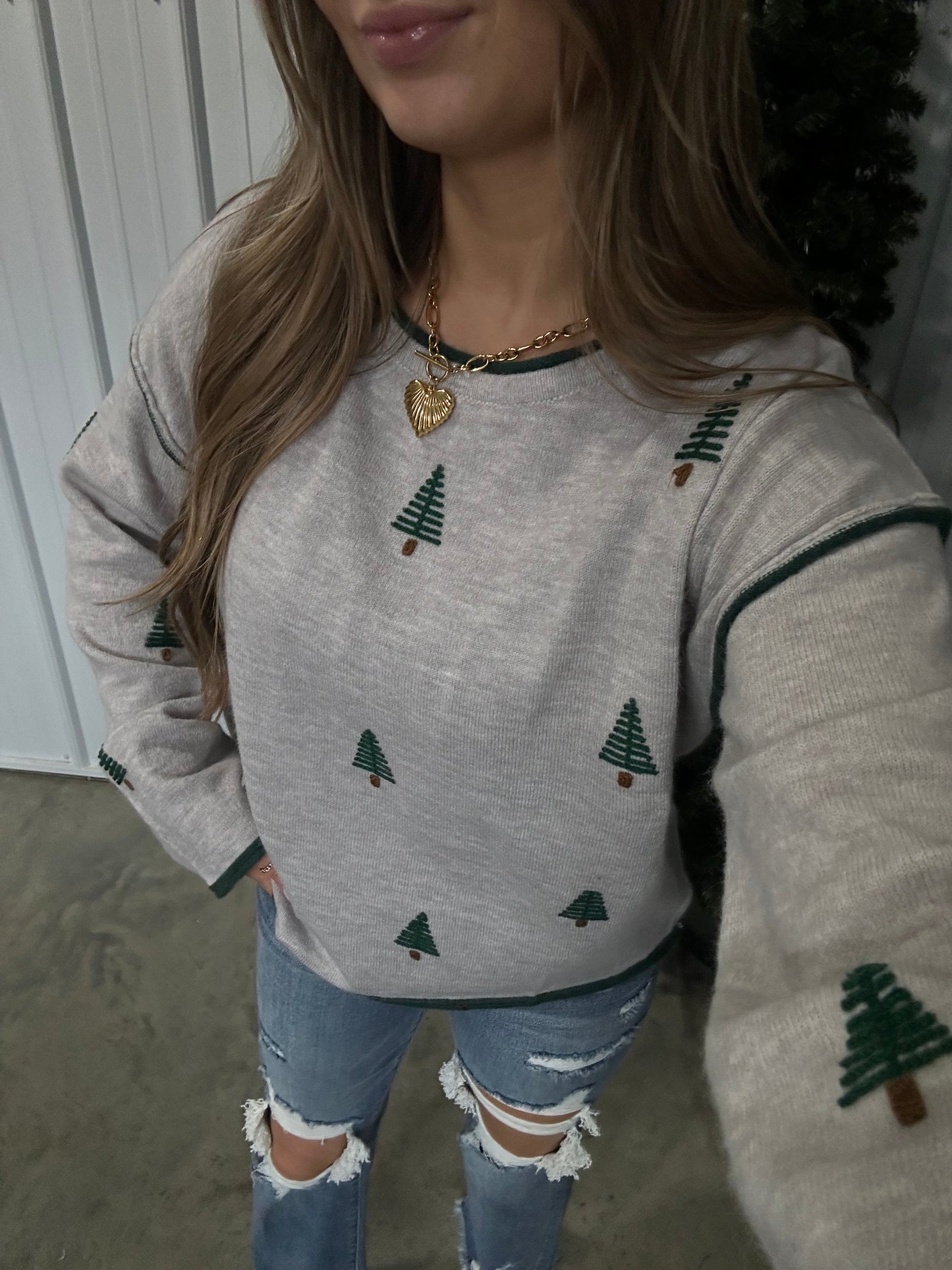 Oh Christmas Tree- Embroidered Sweater