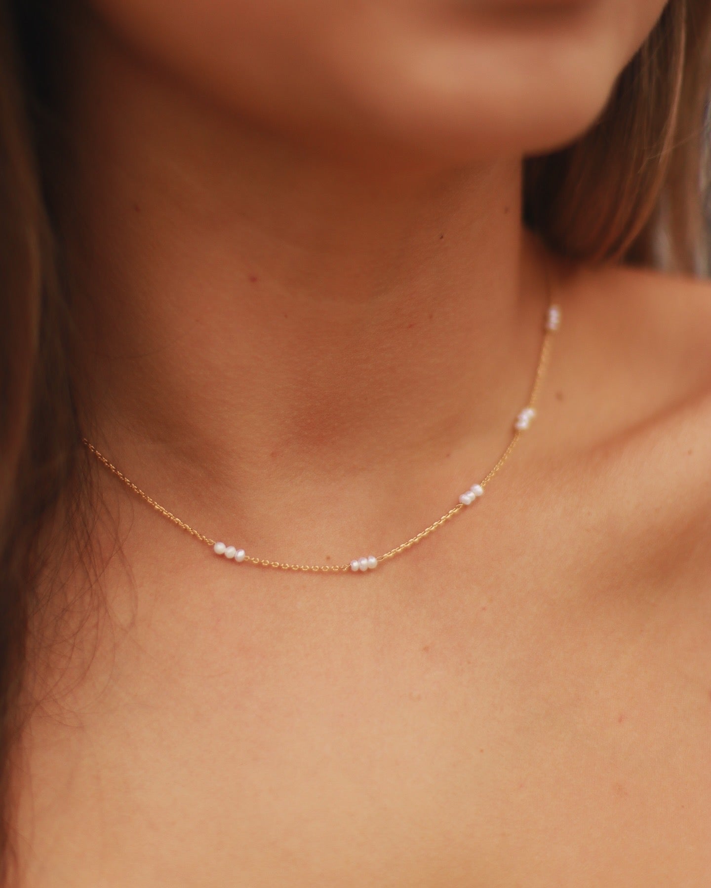 Dainty Chain Bead Charm Necklace