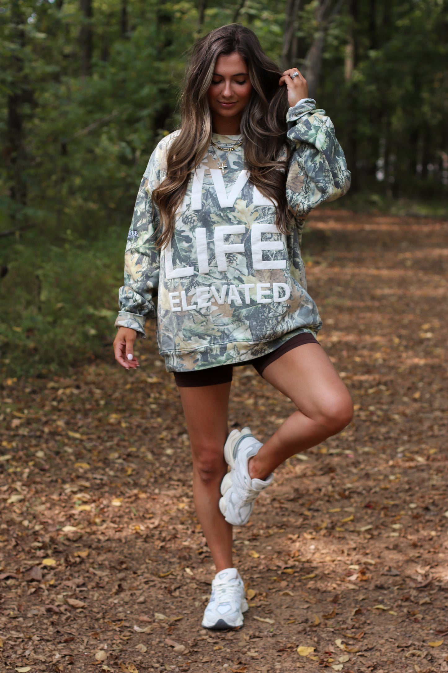 "Live Life Elevated" Vintage Camo Crew