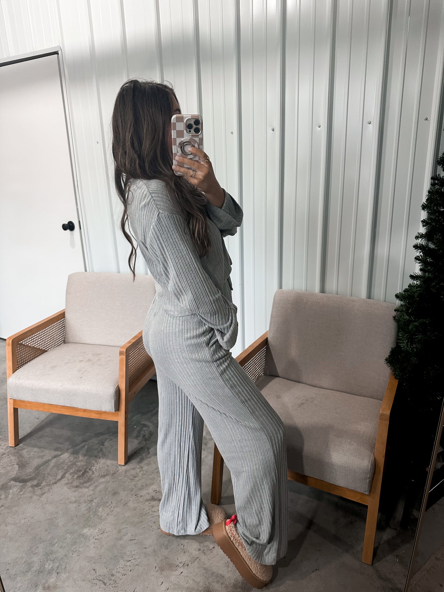 Heather cozy ribbed 2-Piece Lounge Set