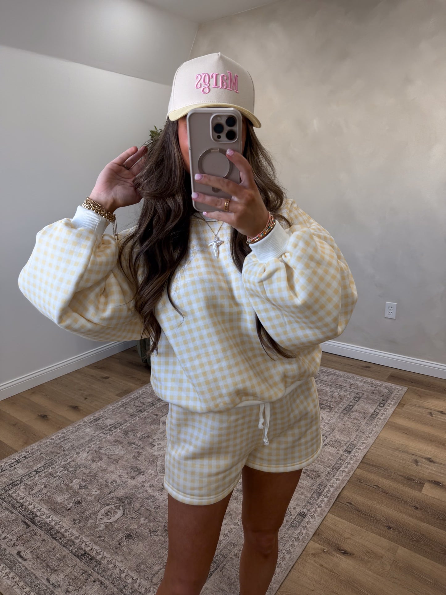 "Margs" Embroidered Trucker Hat - butter yellow