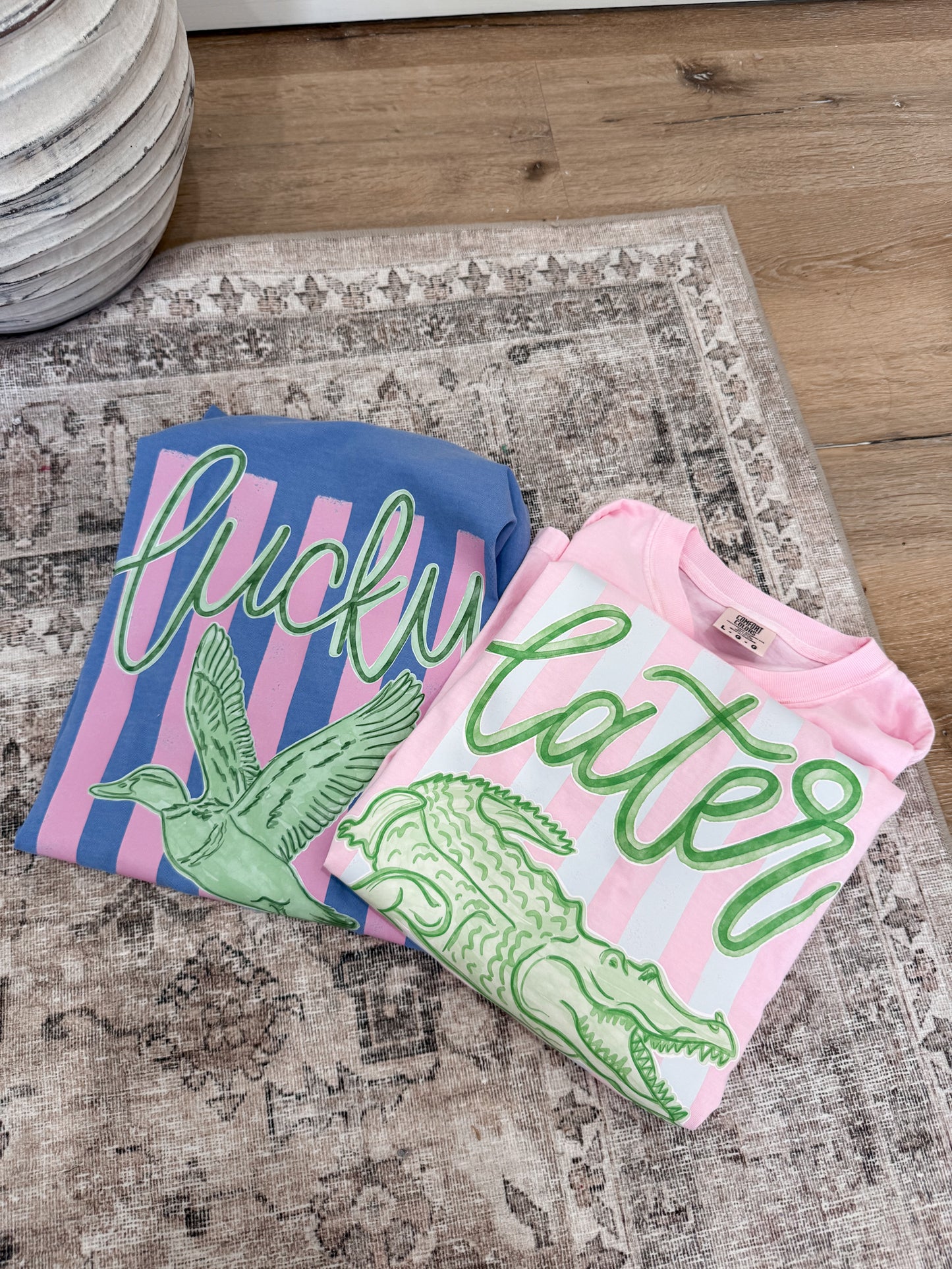"Lucky" Duck Tee - periwinkle
