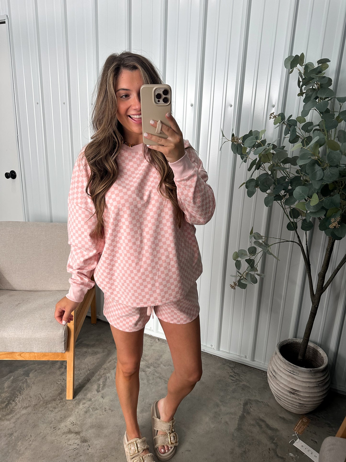 Chelsie Checkered Set - Blush Pink *restock