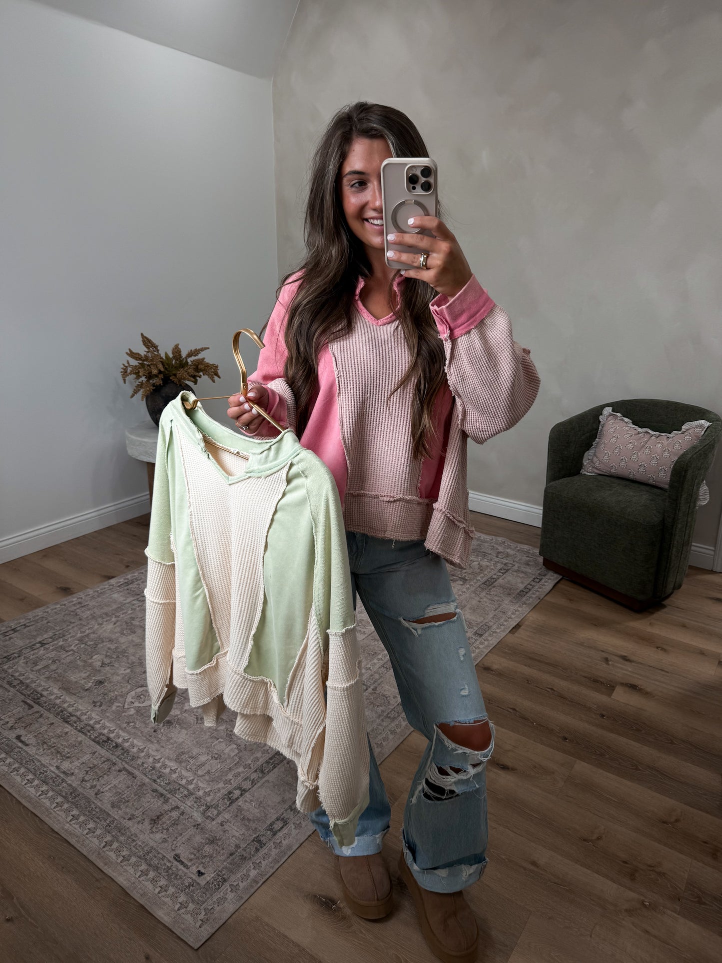 Symphony Contrast Pullover - pink multi