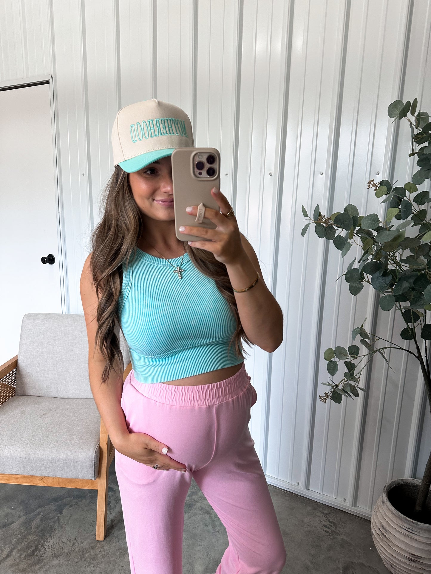Motherhood Embroidered Trucker Hat- mint