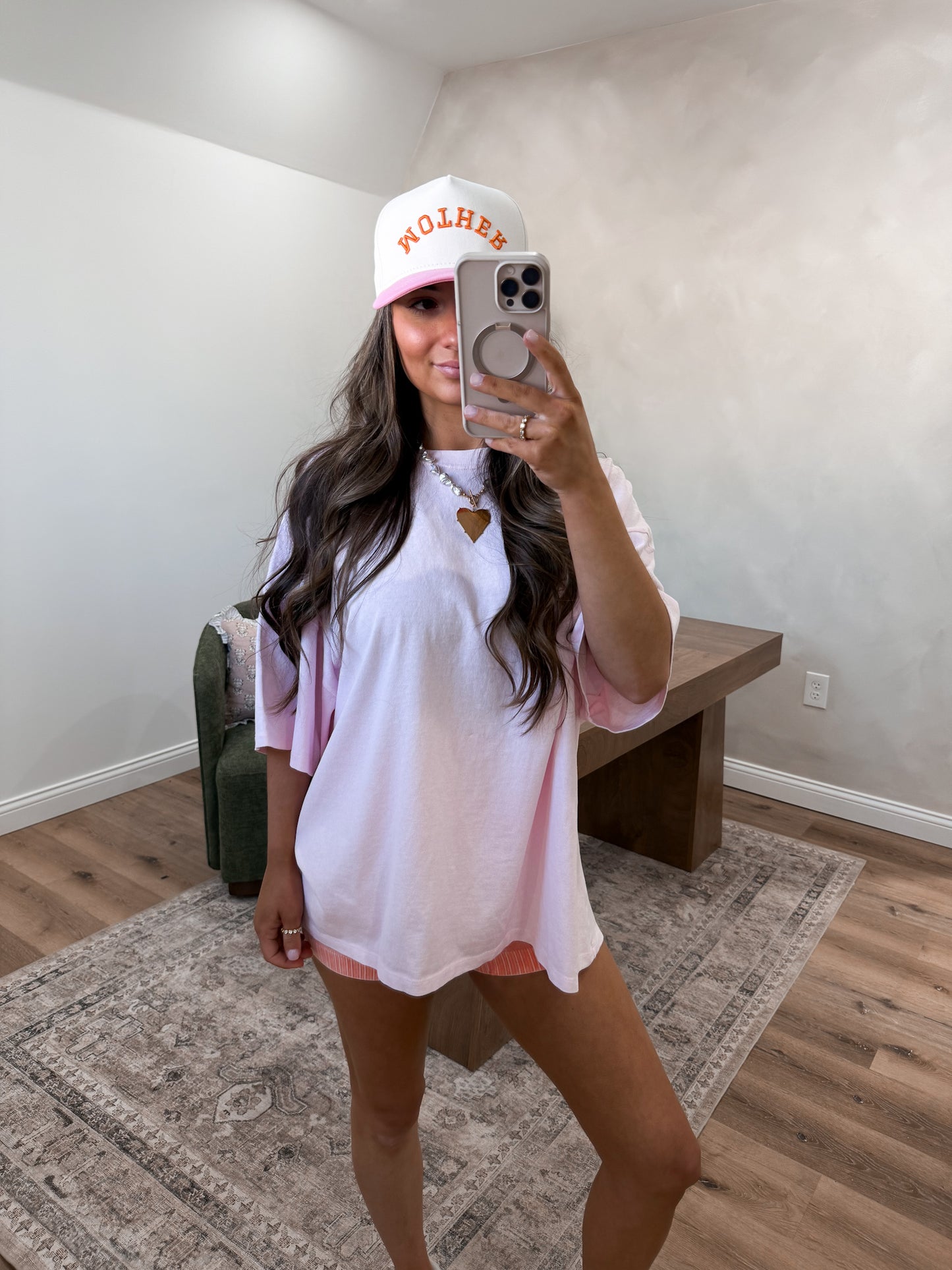 Cotton Oversized Mineral Wash Tee - soft pink