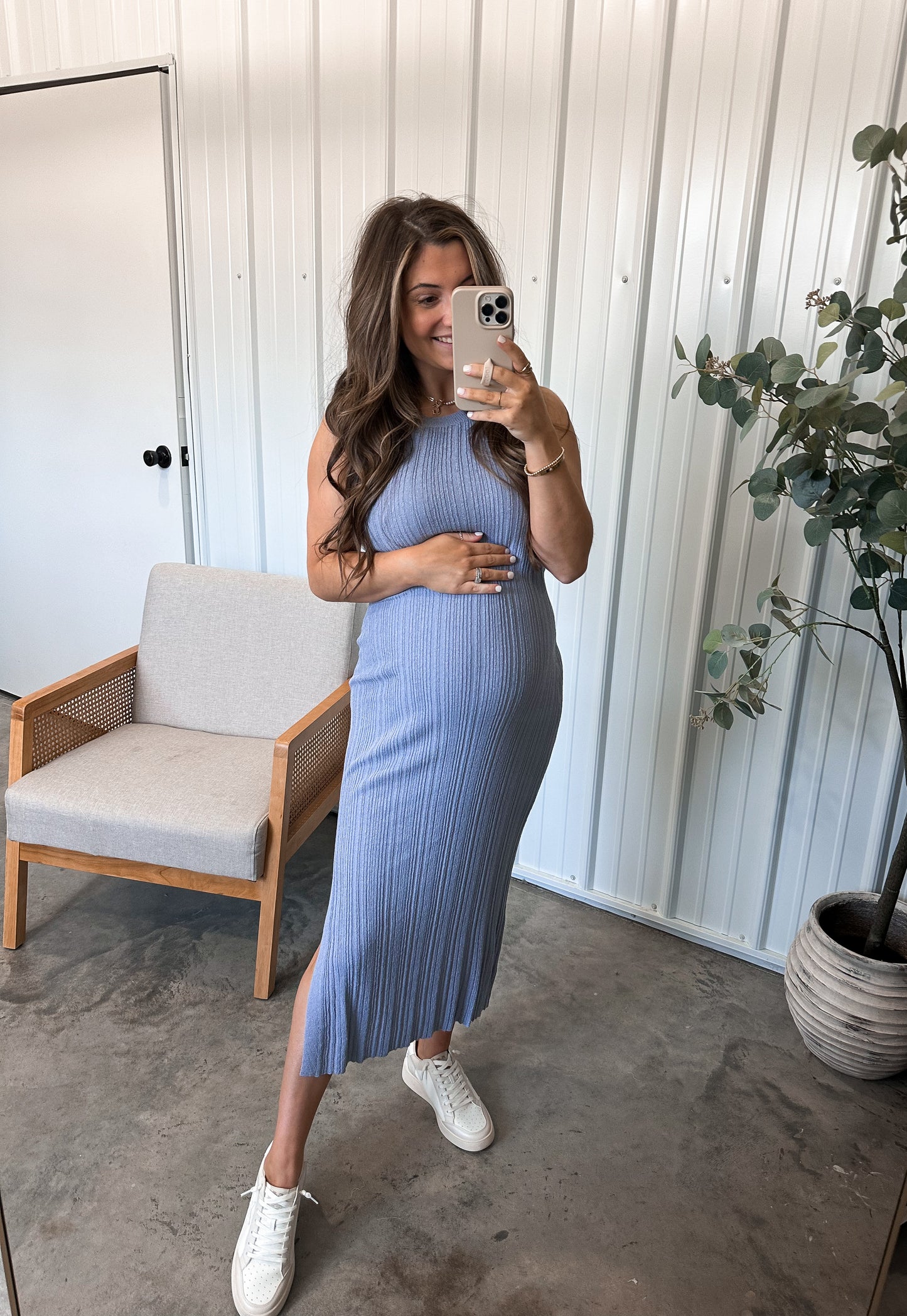 Orchid Bodycon Dress - Dusty Blue