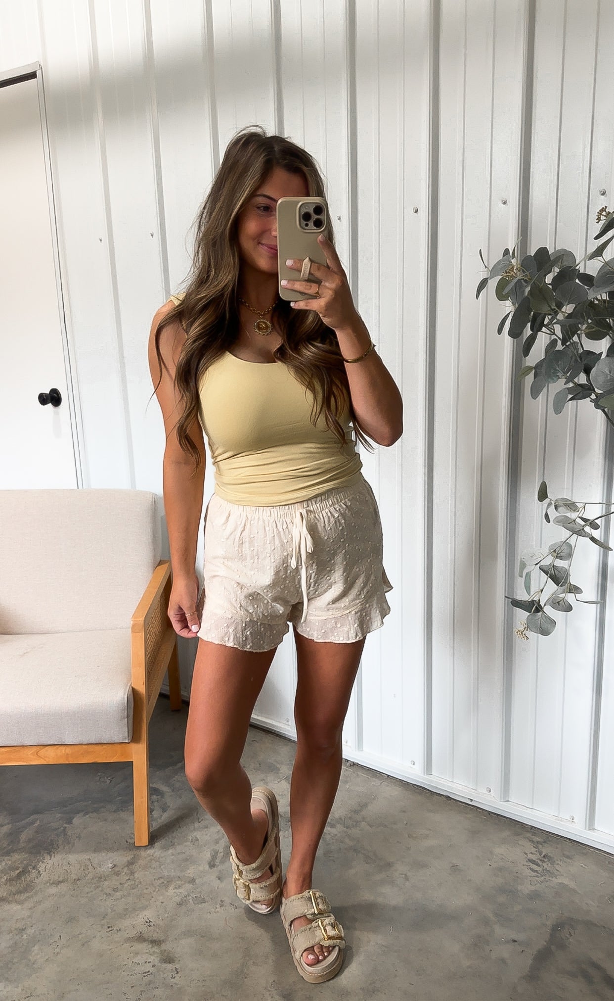 Textured Ruffle Hem Shorts- 2 Colors