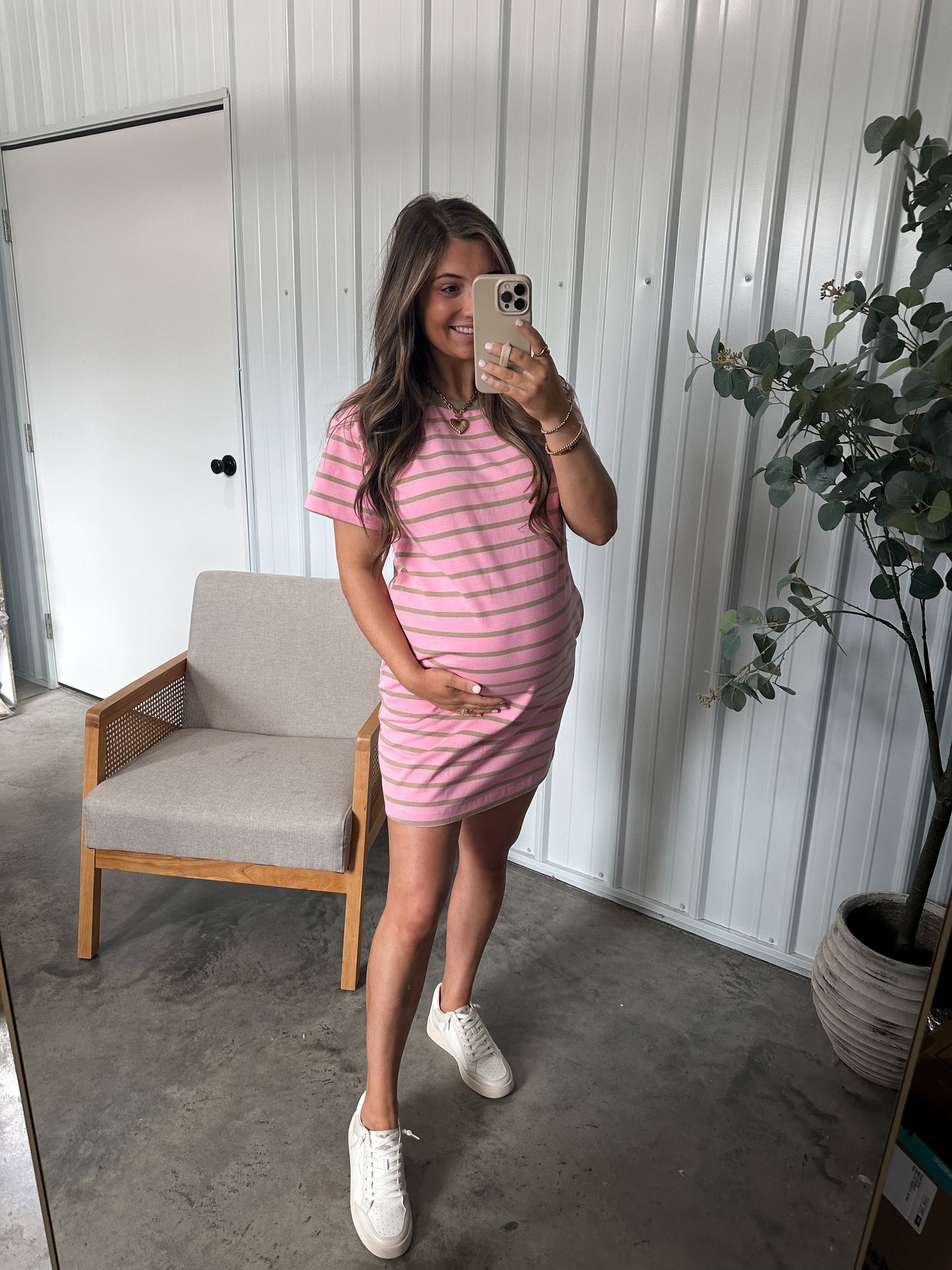 Tulip T-Shirt Dress- Pink/Mocha