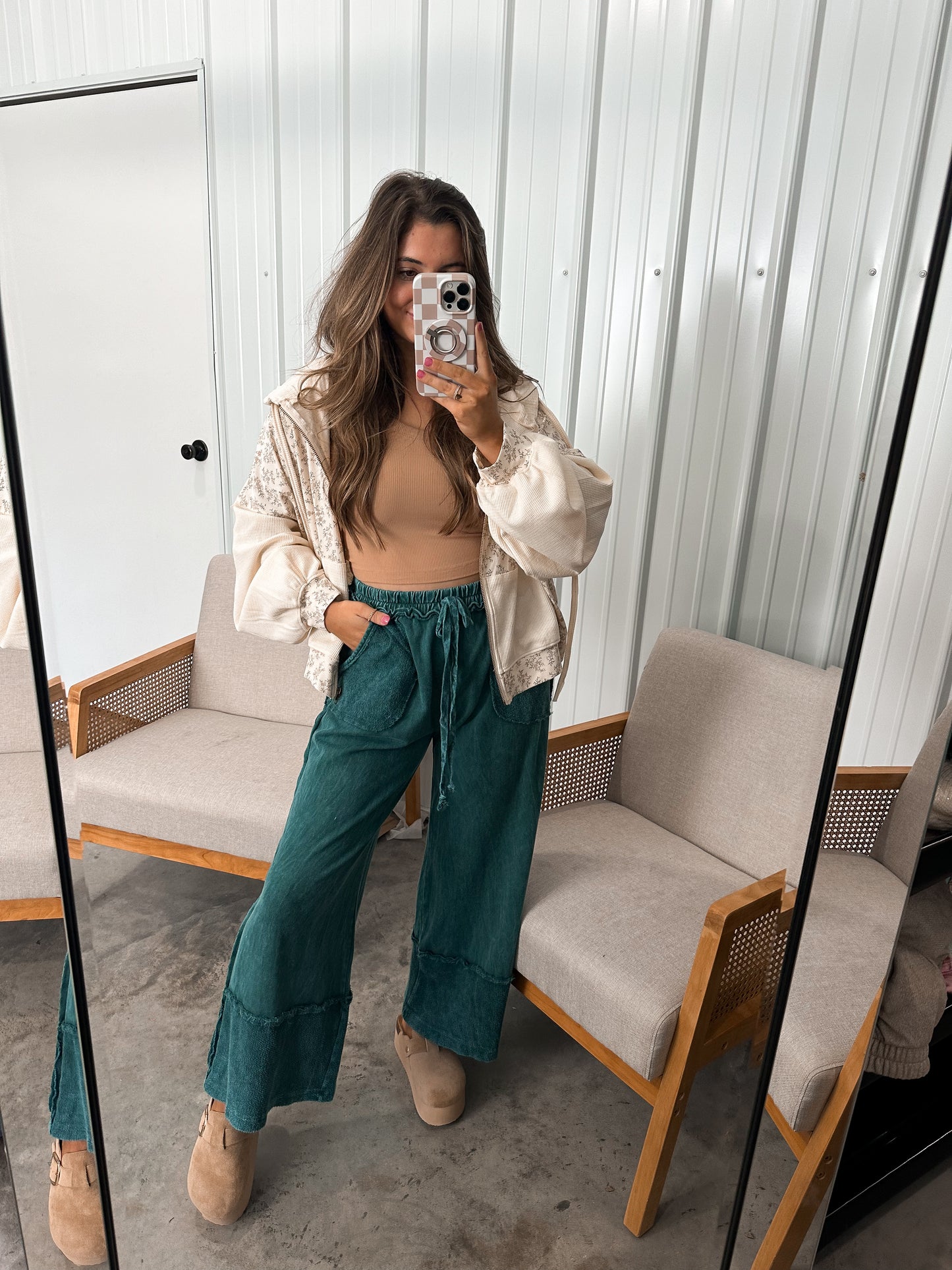 Joanie French Terry Pants - Midnight Green