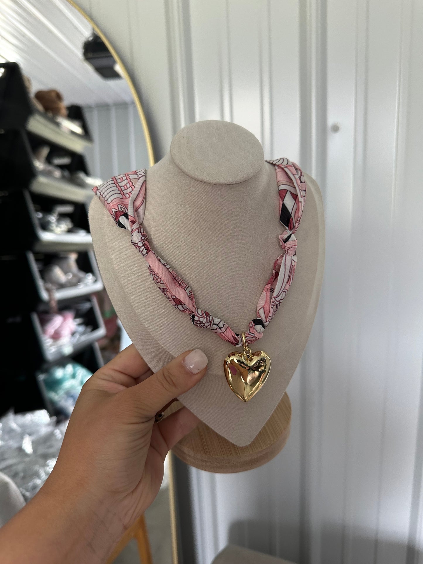Ribbon Heart Necklace- 2 colors