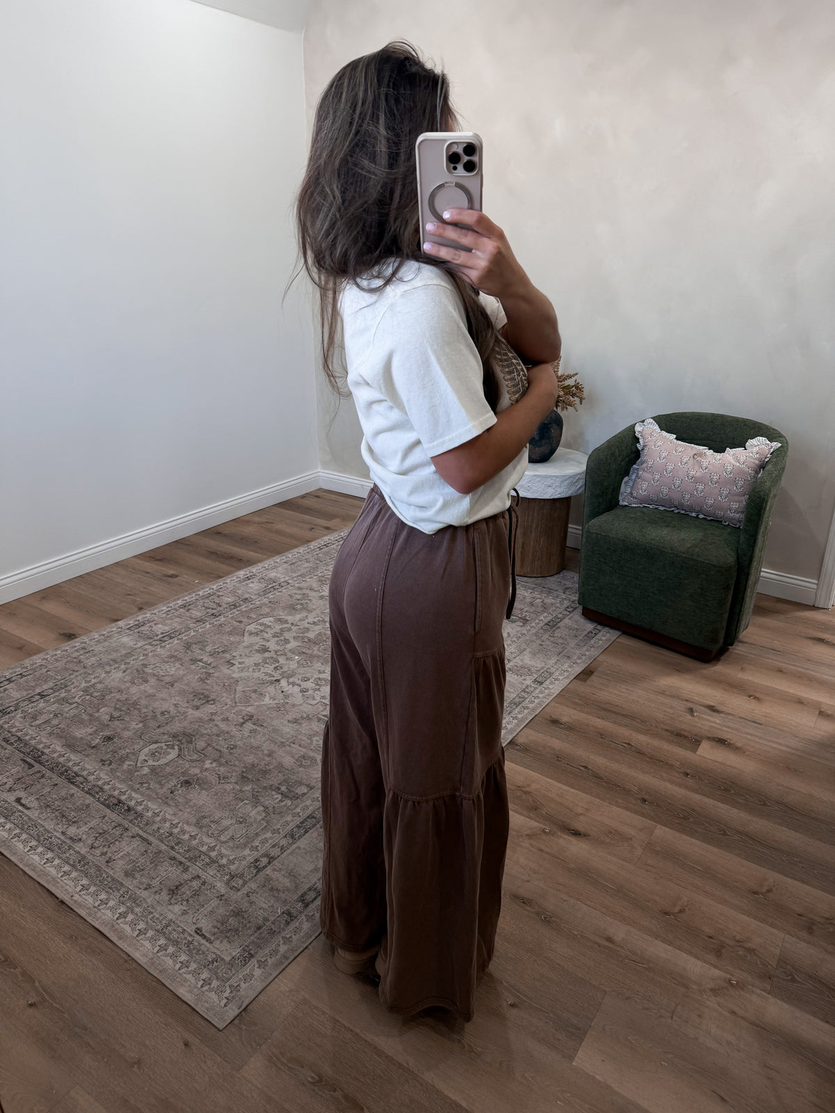 Wesley Washed Tiered Wide Leg Pants - brown *FREAKY FRIDAY SURPRISE ITEM*