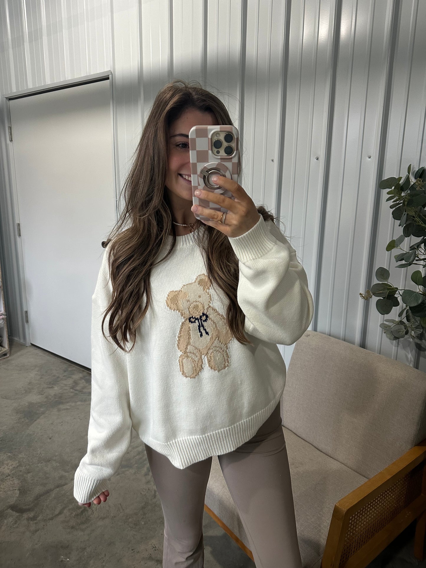 Teddy Bear Graphic Crew Neck