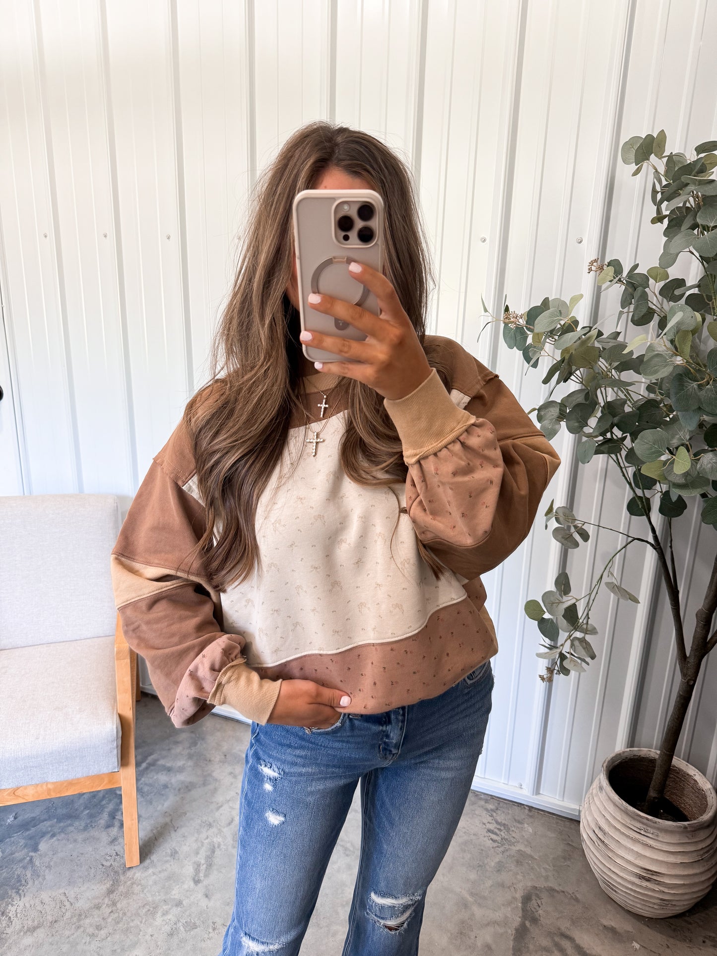 Latte Colorblock Pullover