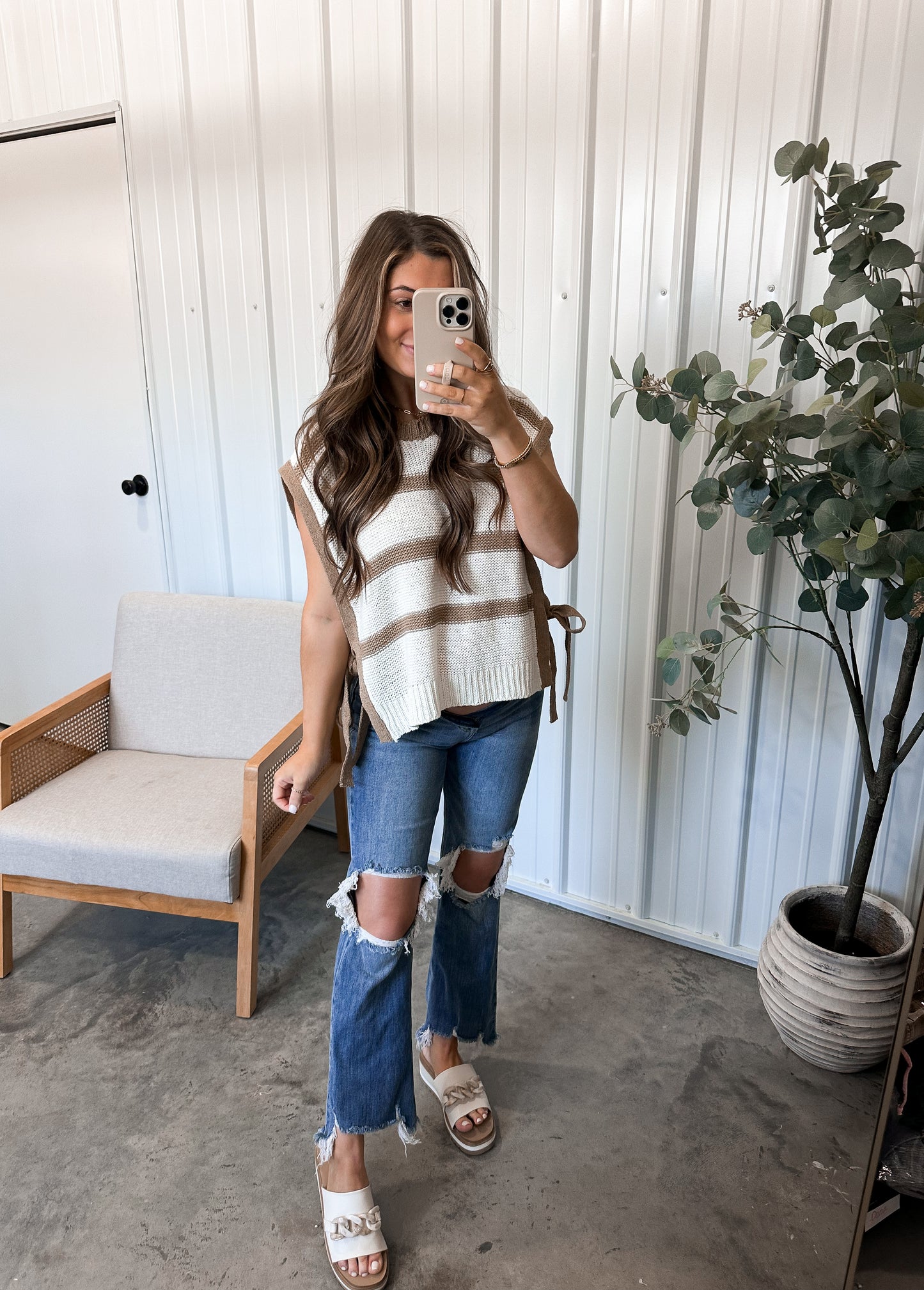 Marigold Side Tie Neutral Sweater