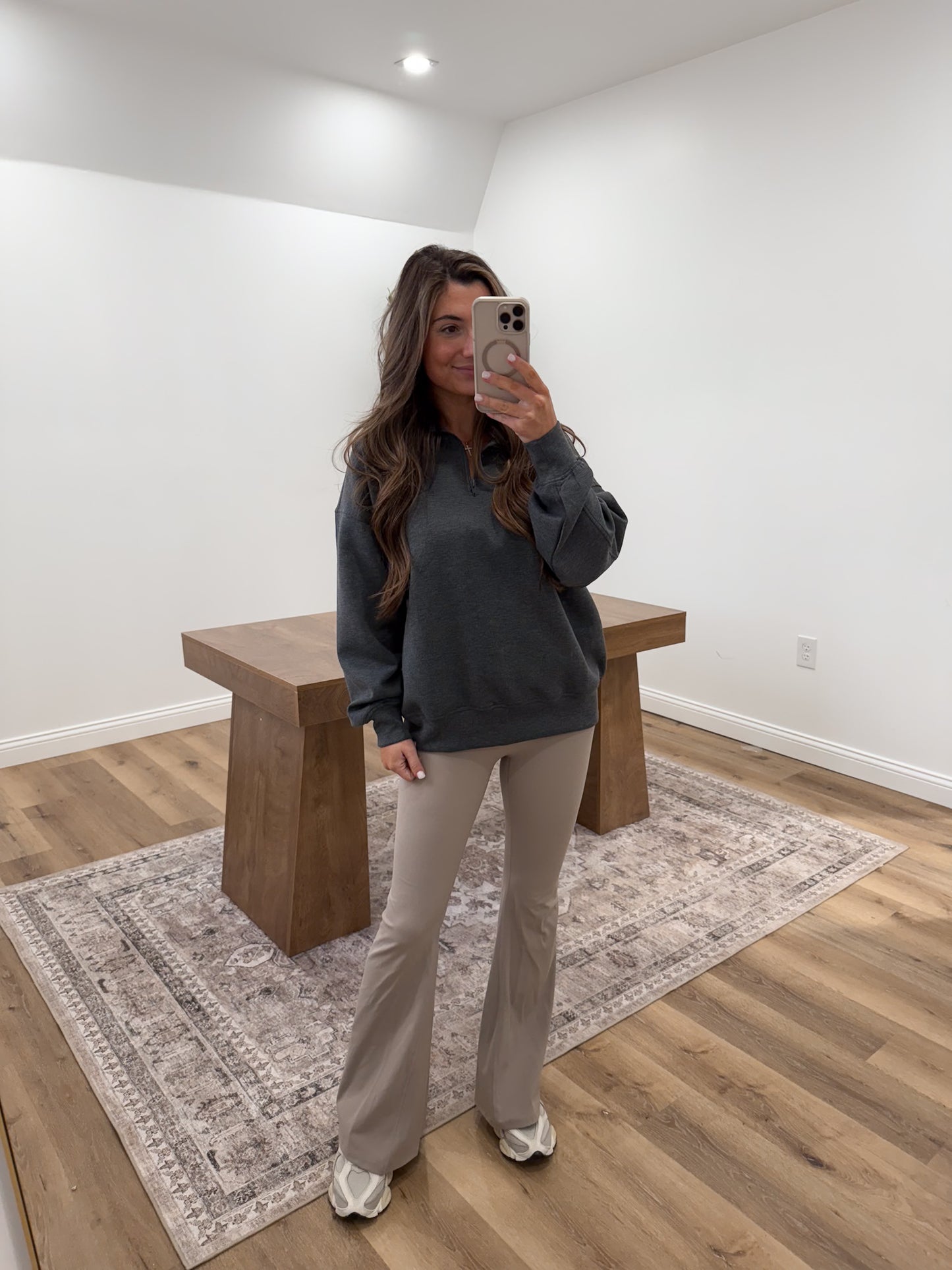 Scuba loose fit Half Zip Pullover- Charcoal