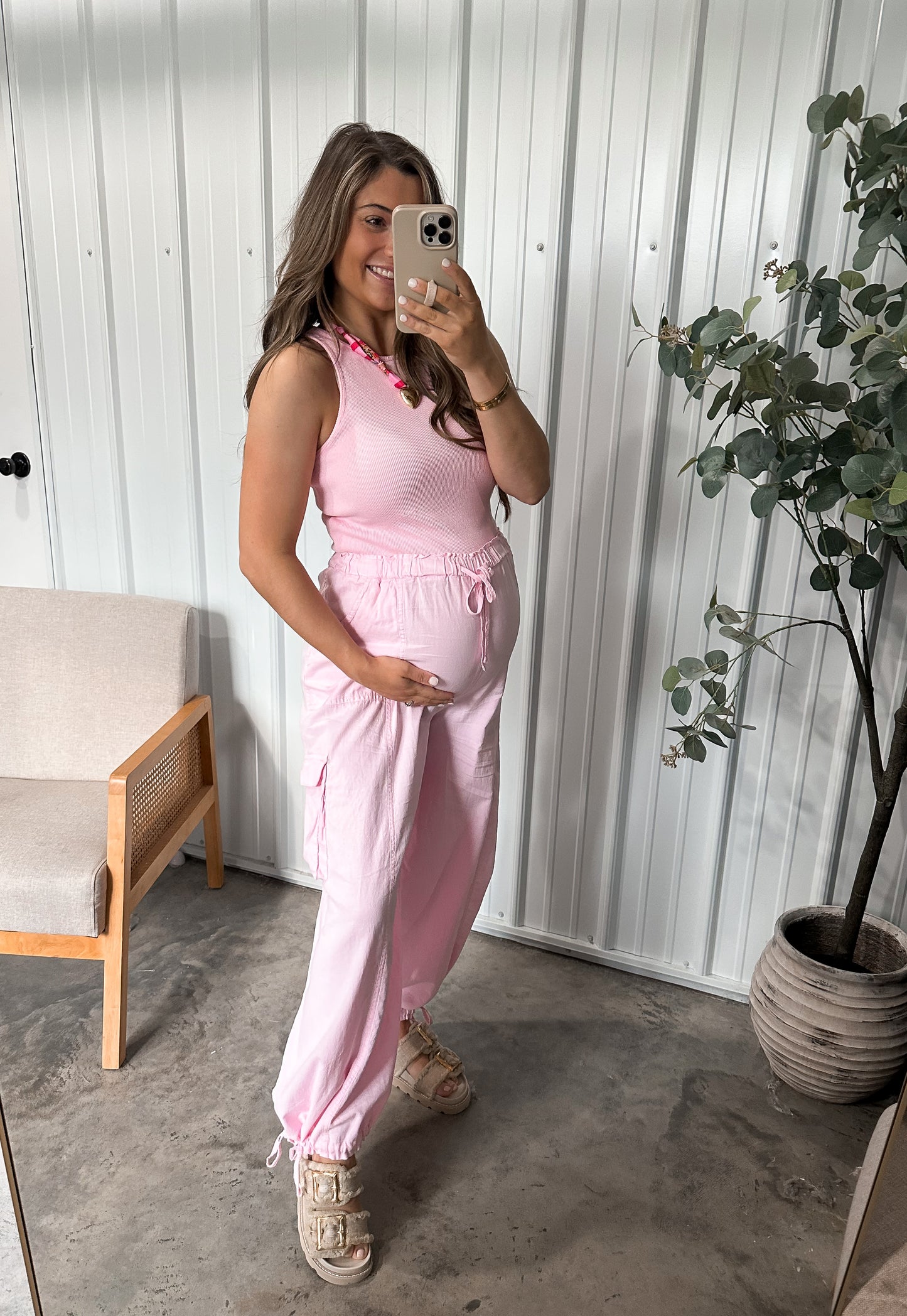 Cierra Cargo Jumpsuit- Light Pink