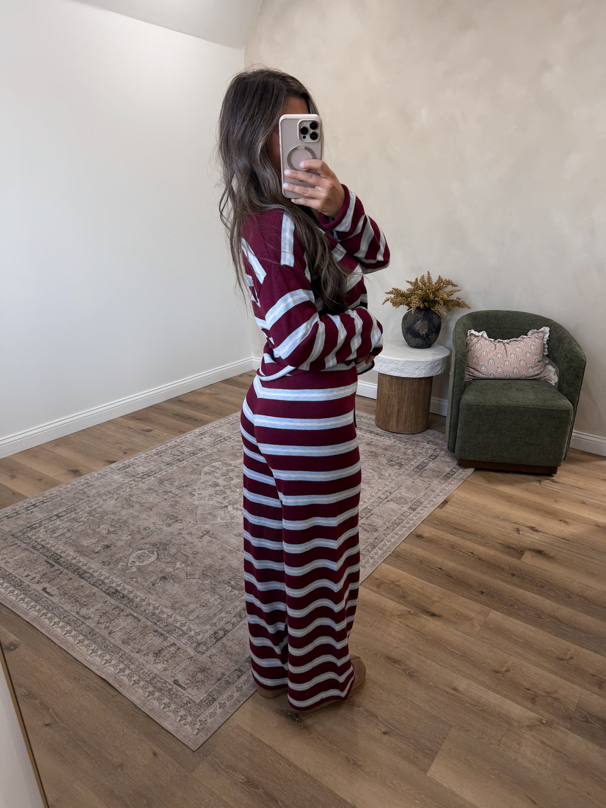 Effortlessly Together Striped Set - burgundy/light blue