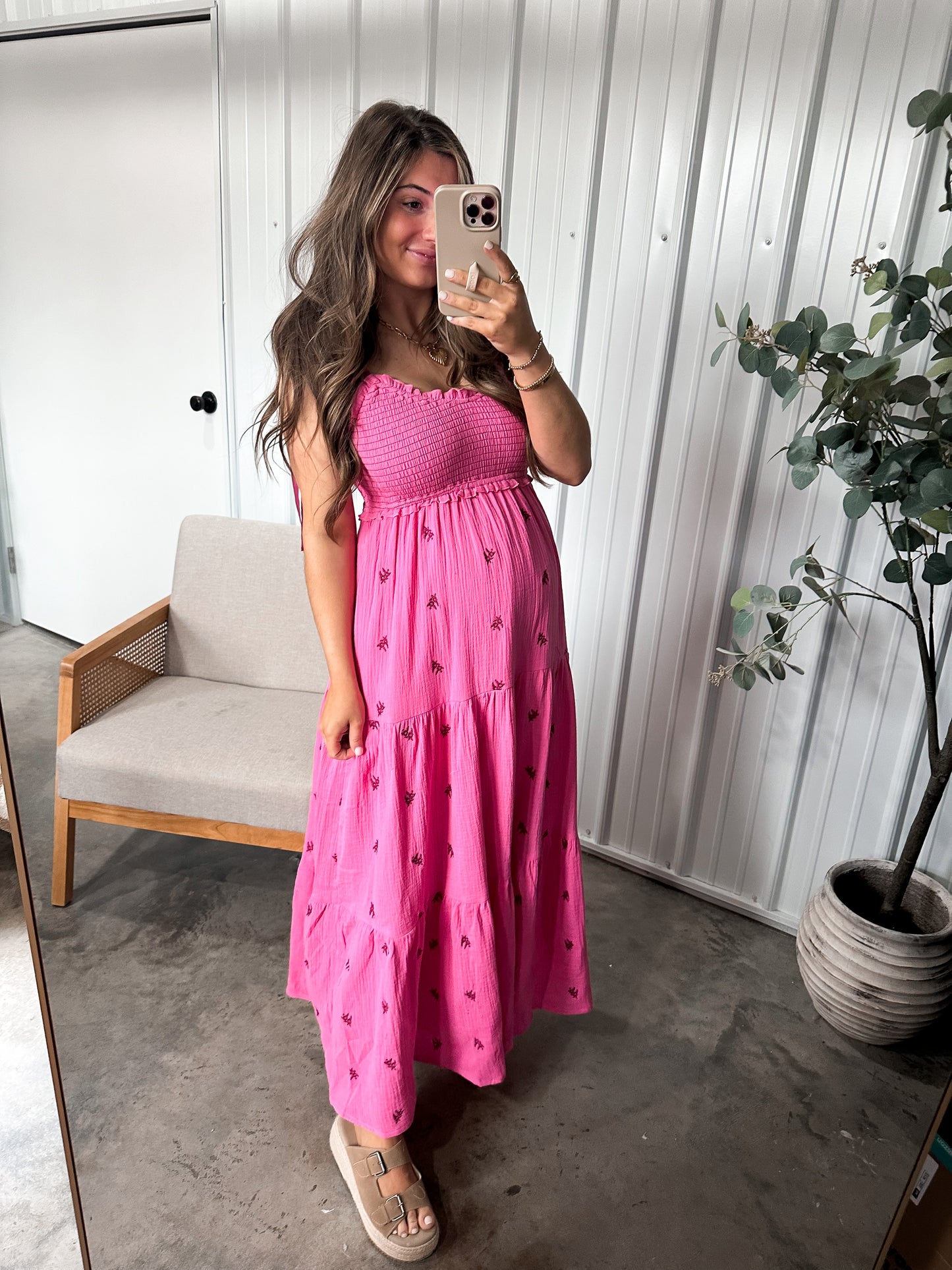 Raspberry Ribbon Tied Maxi Dress *now available for immediate shipment*