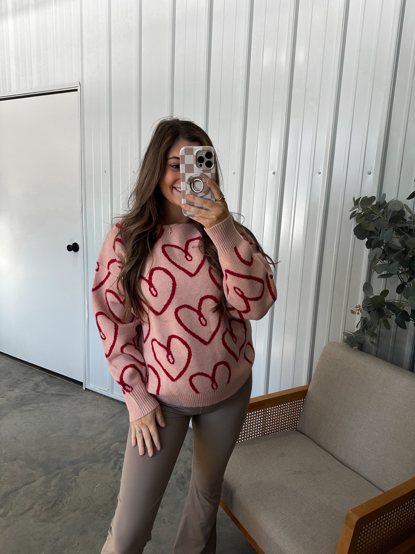 Boat Neck Heart Sweater