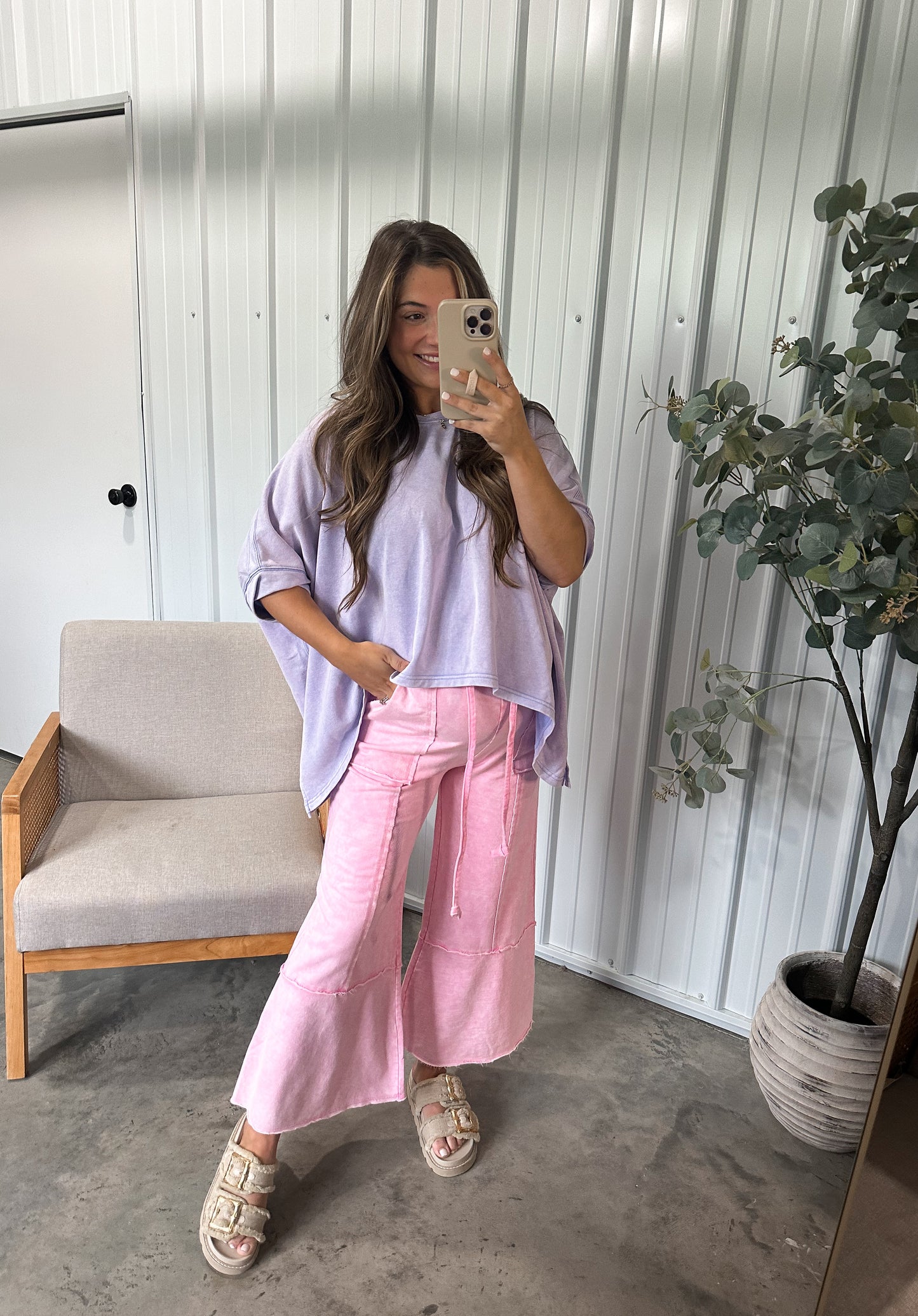 Bella Patchwork Pants- Pink