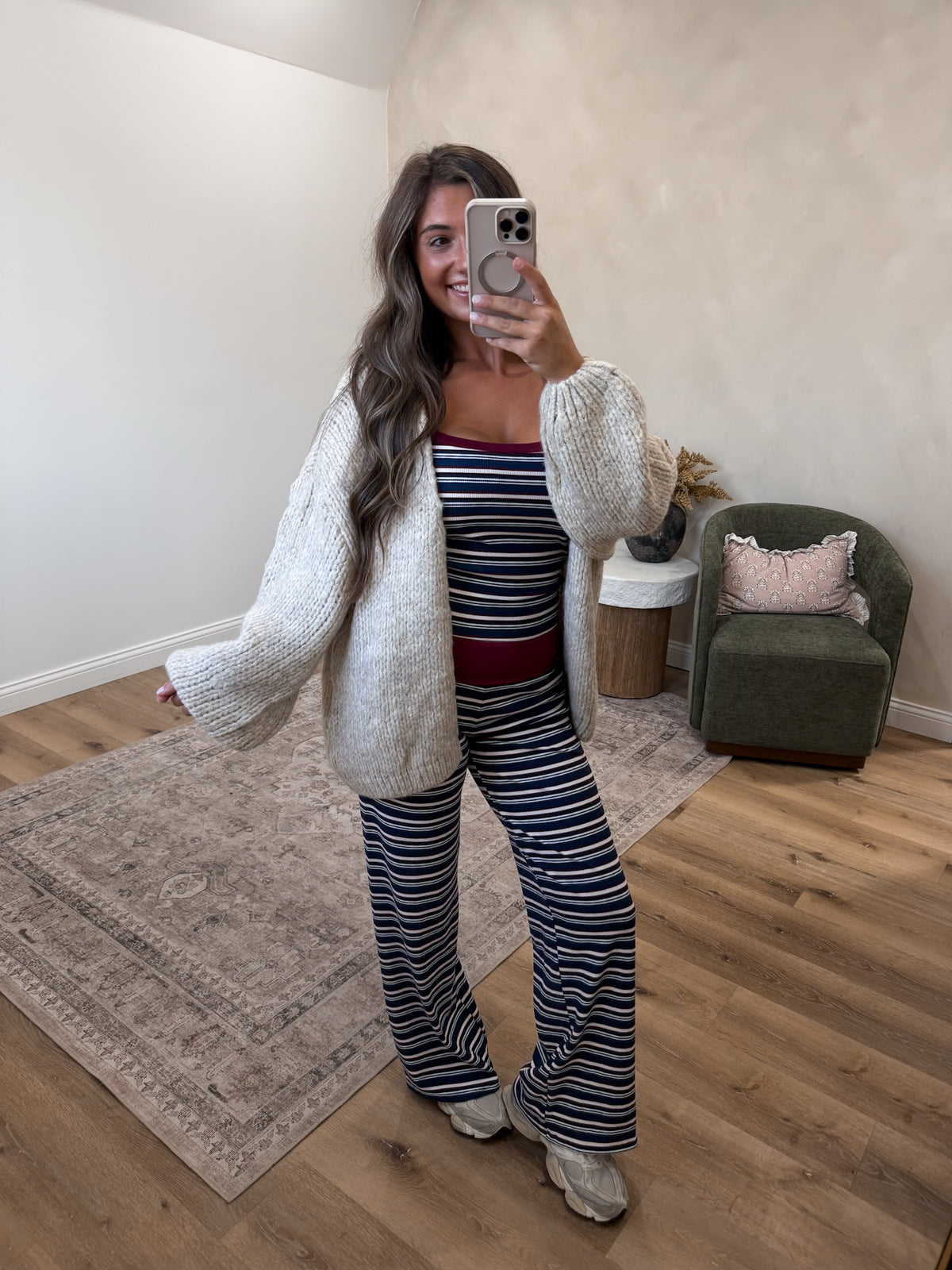 Do it All Tank with Foldover pant set - Navy/ Burgundy