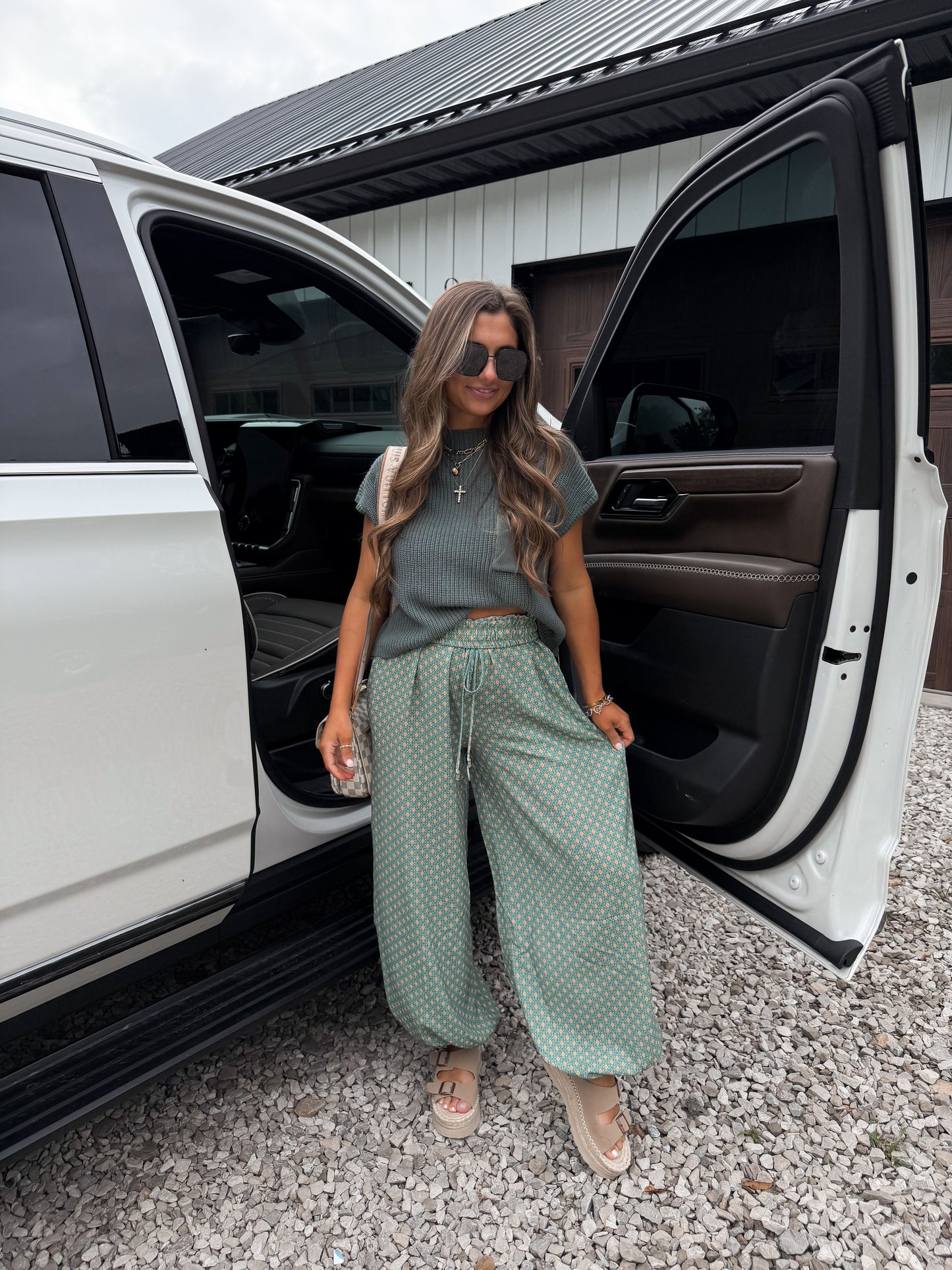 Mystic Printed Joggers - teal