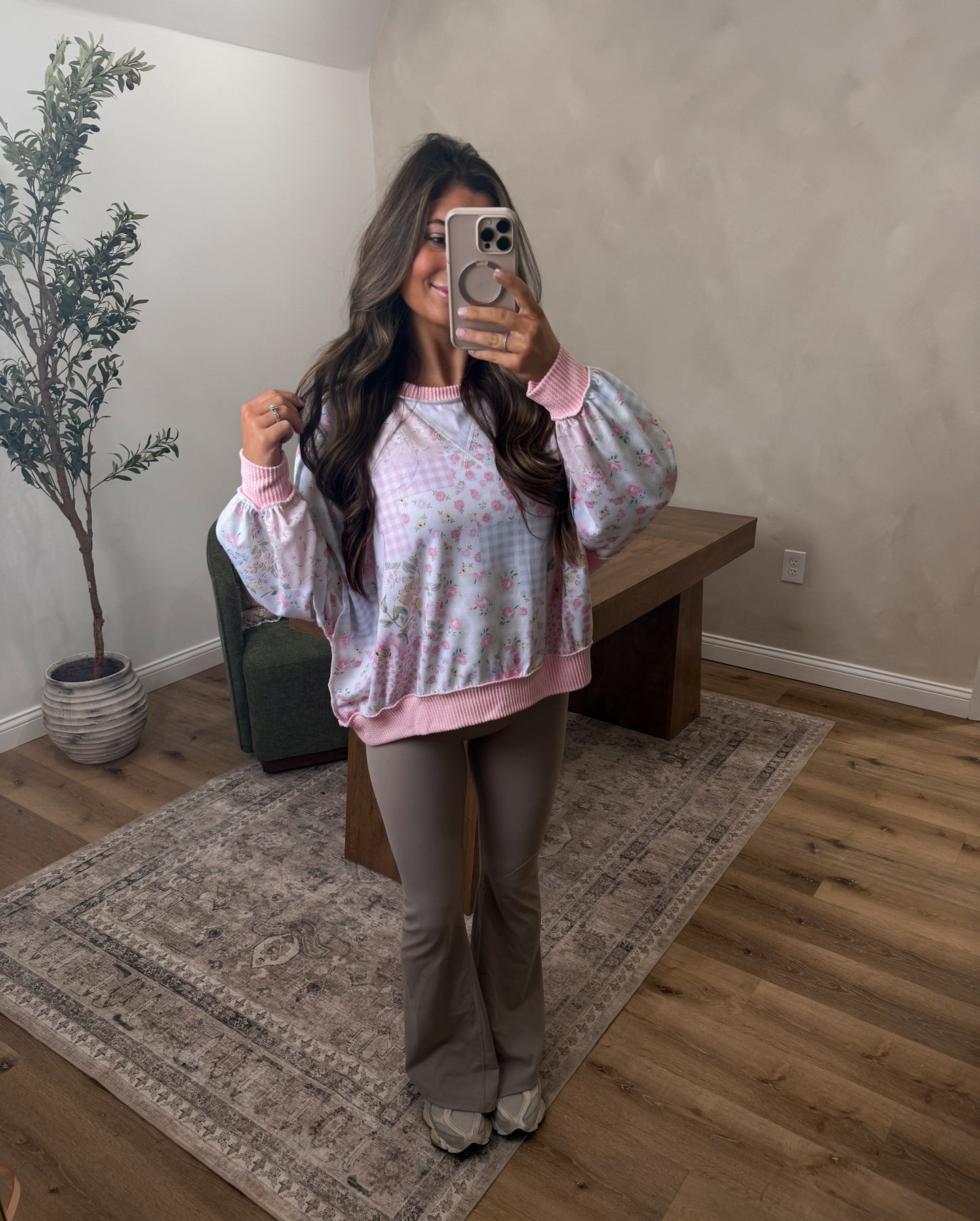 Petaled Patchwork Pullover - Blush/pink