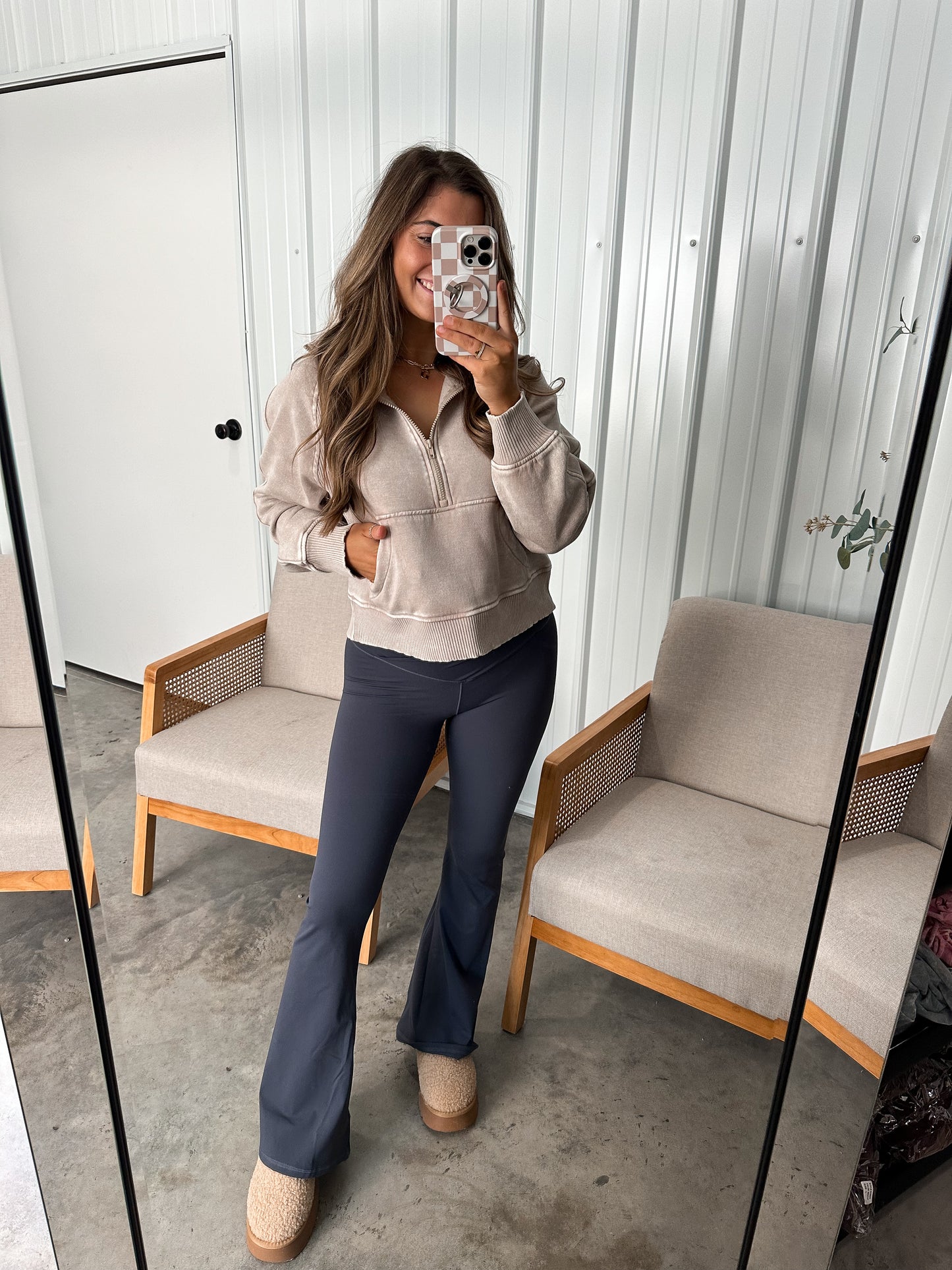 Crossover Navy Flare Leggings **RESTOCK**