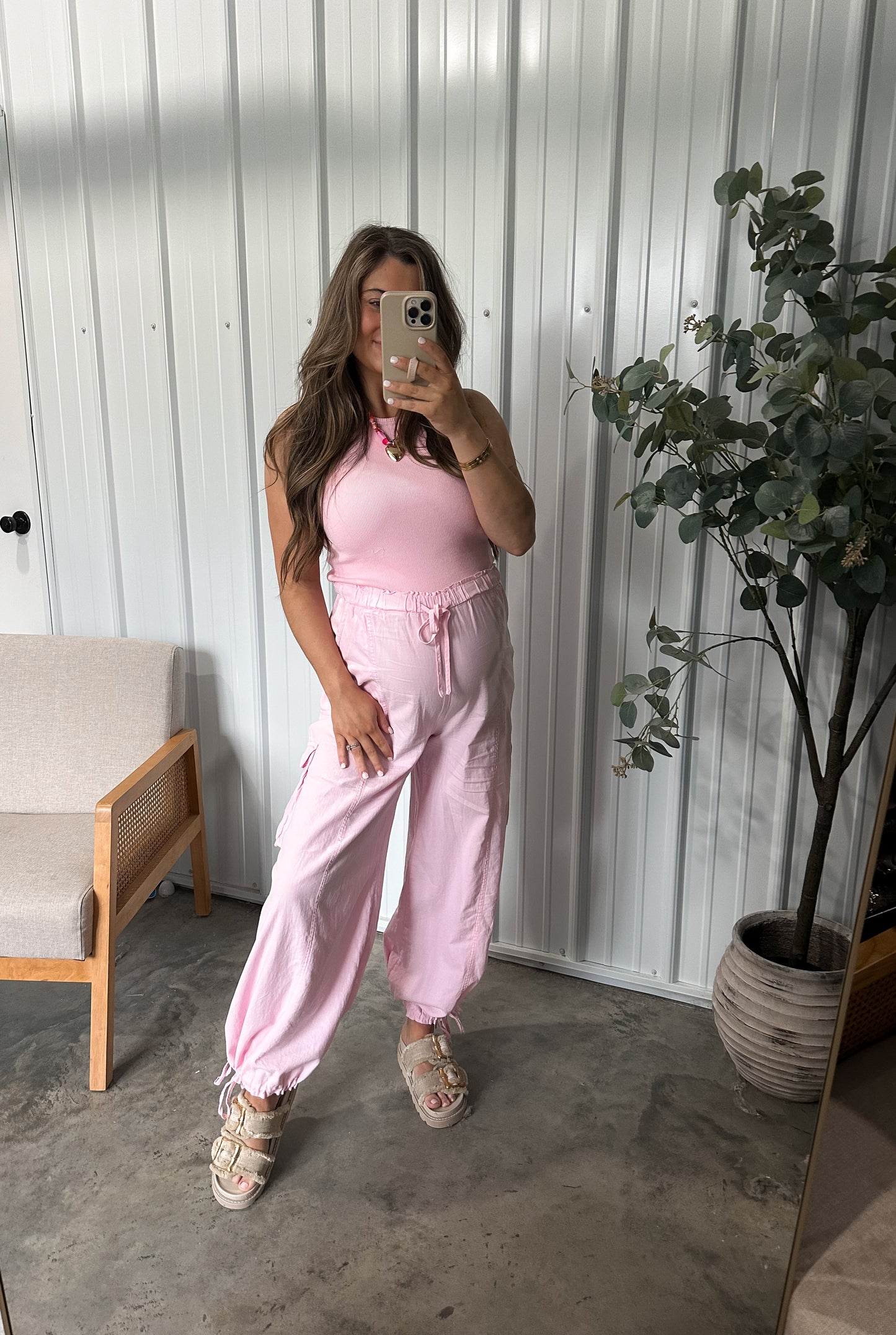 Cierra Cargo Jumpsuit- Light Pink