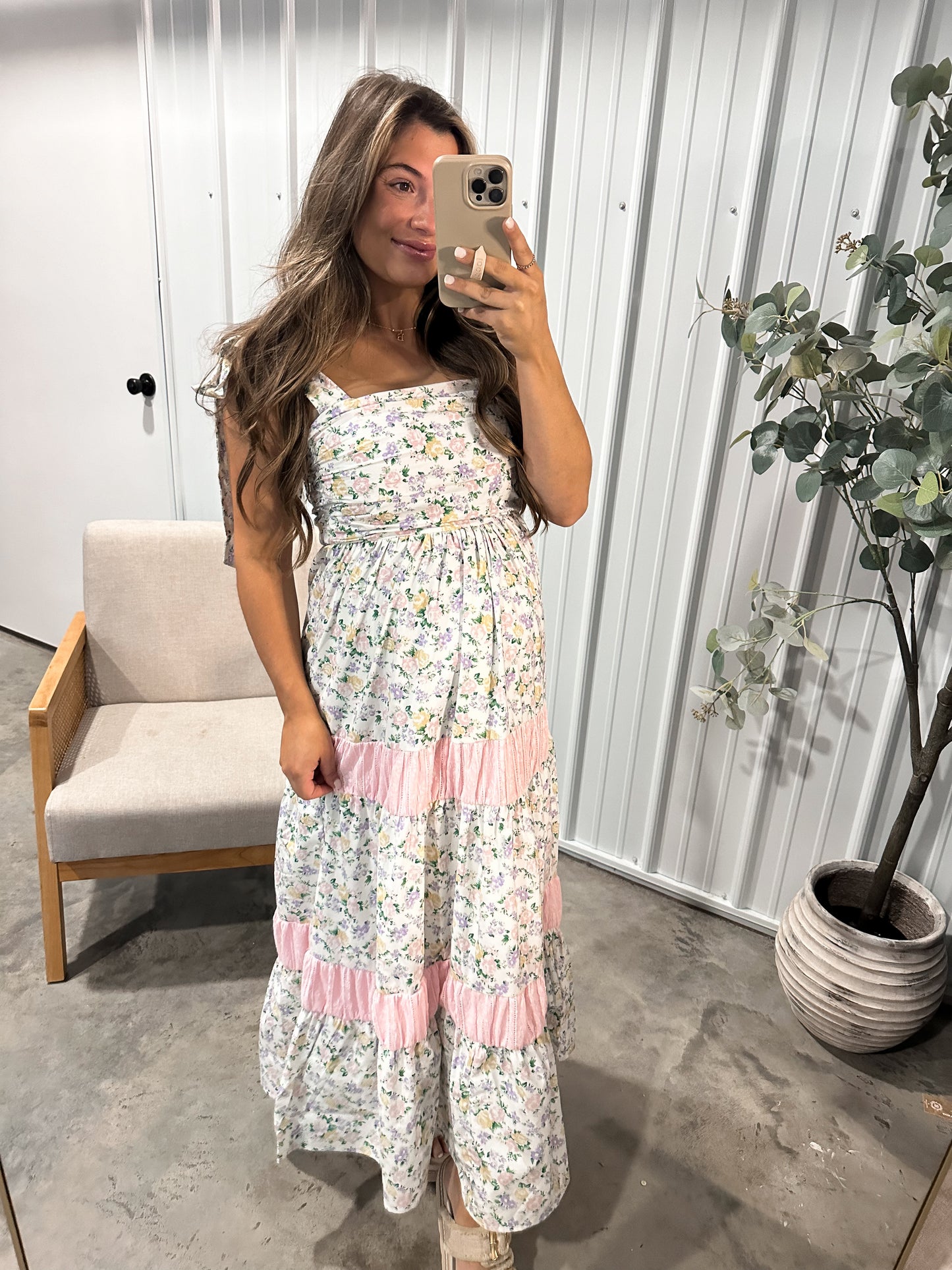 Pastel Pop Ditsy Floral Midi Dress