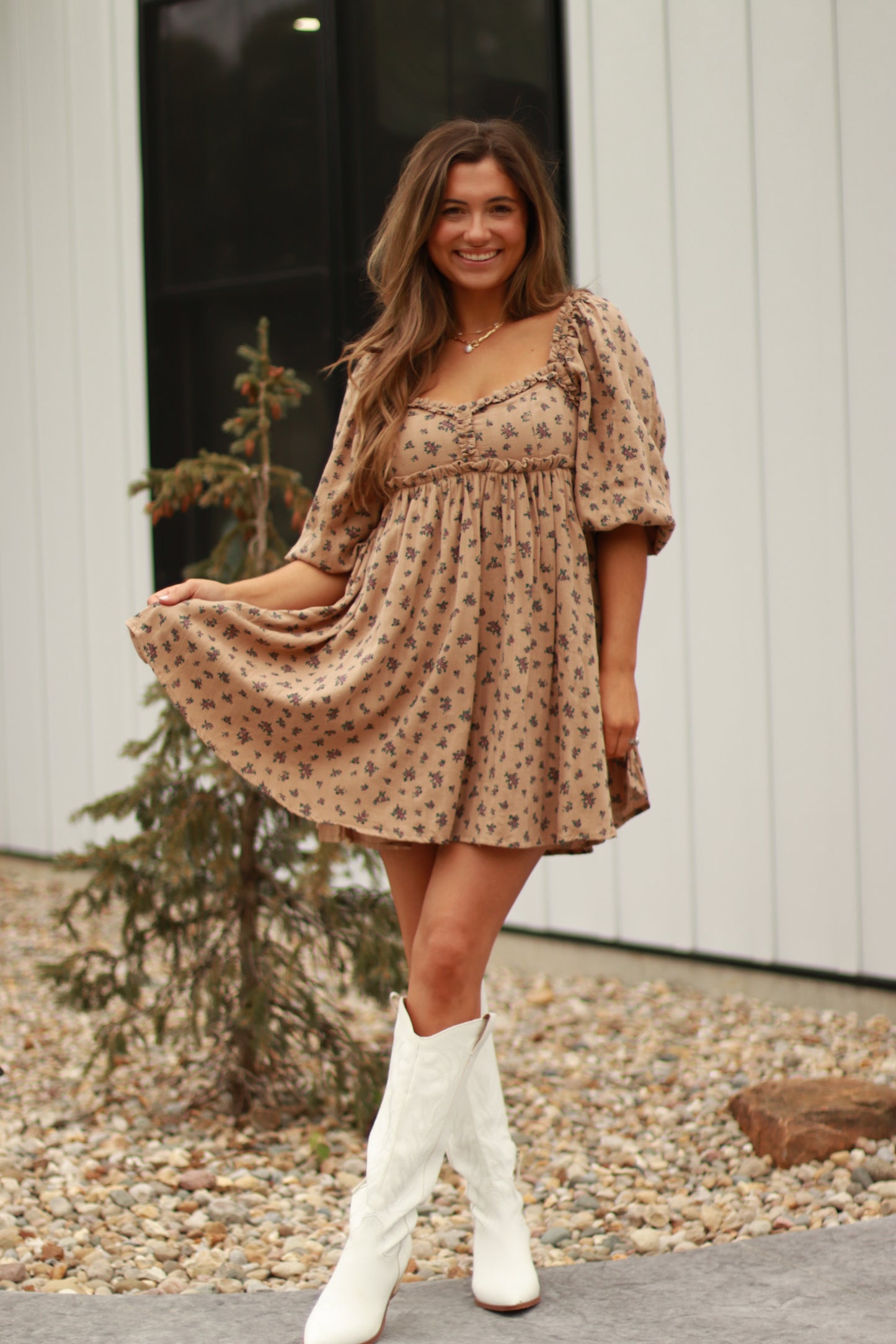 Feeling Fall Mini Dress - Mocha