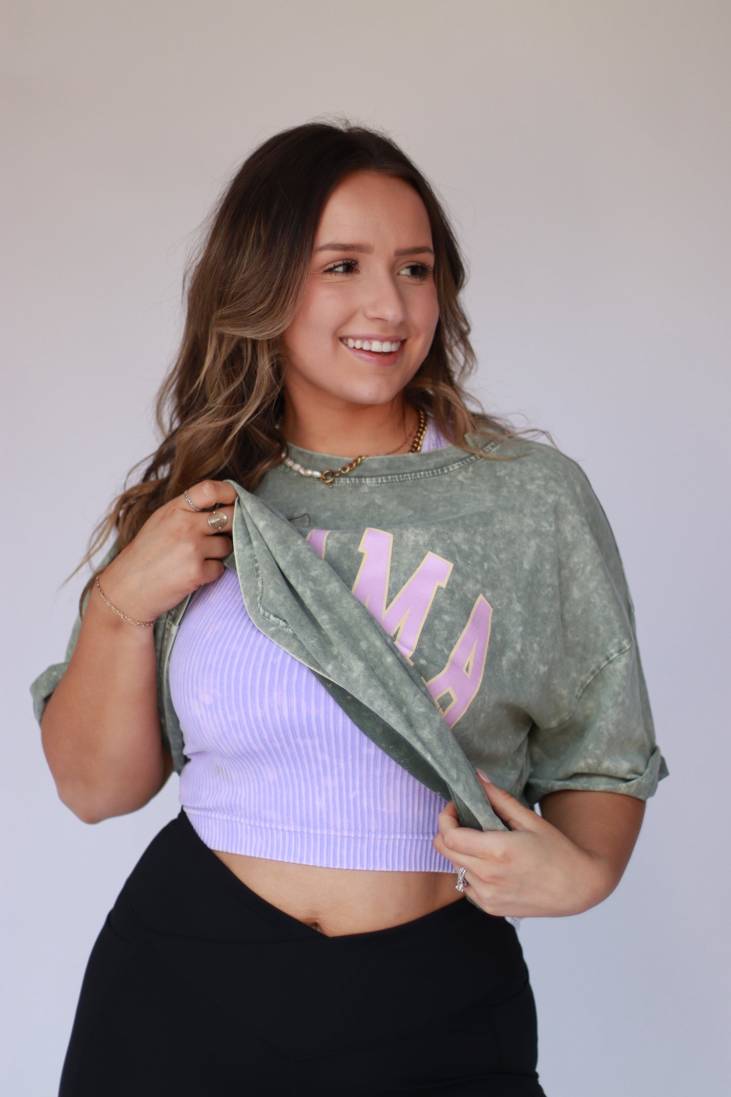 Rachel Ribbed Seamless Tank (Lavender + Pink)
