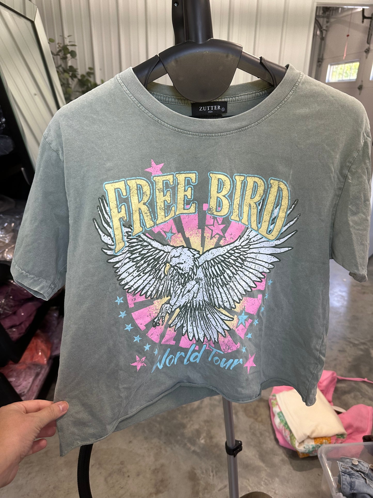 Faux Cropped Free Bird Graphic tee *LIGHTLY LOVED*
