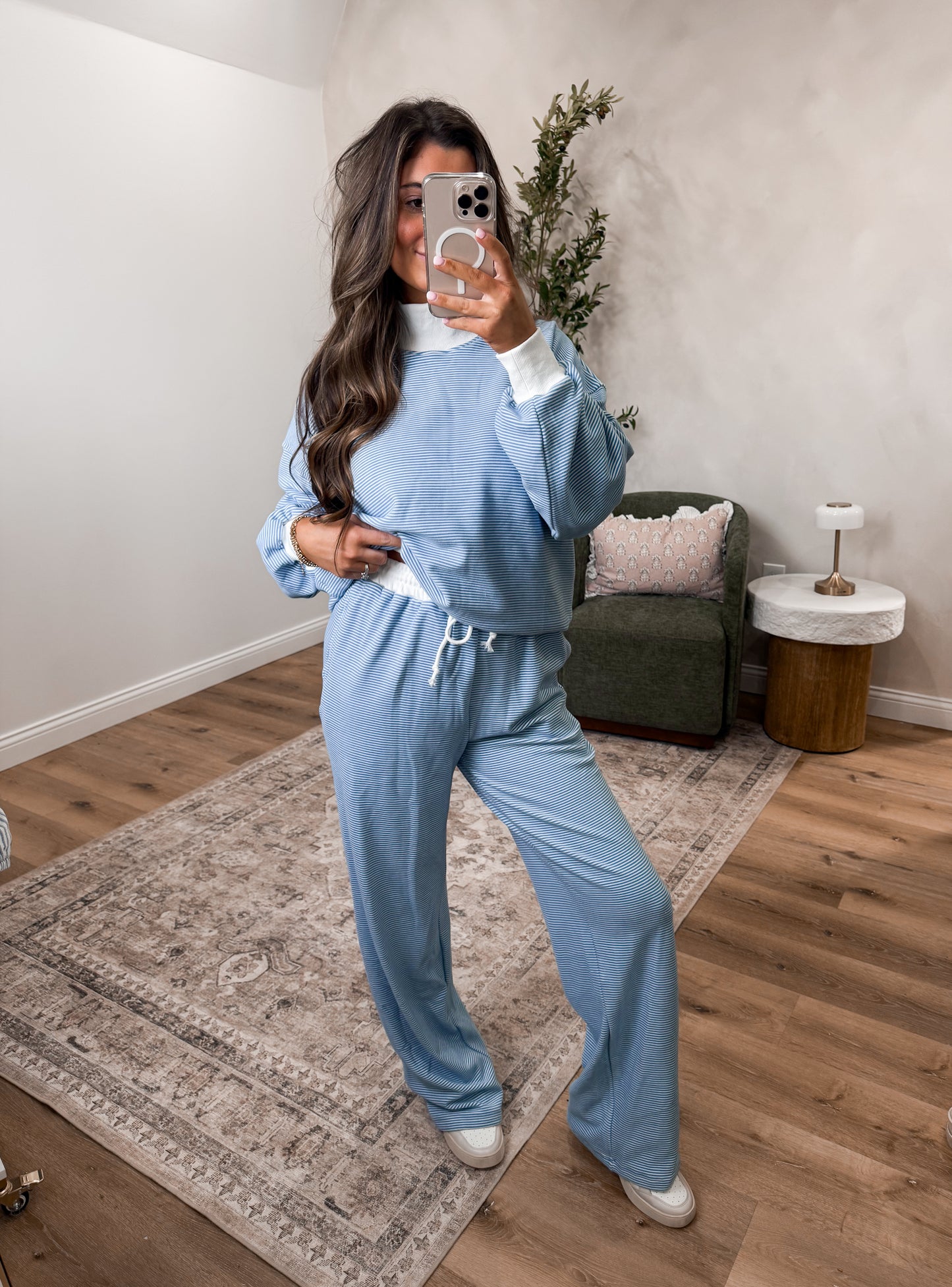 Butter-soft Mock Neck Lounge Set - blue