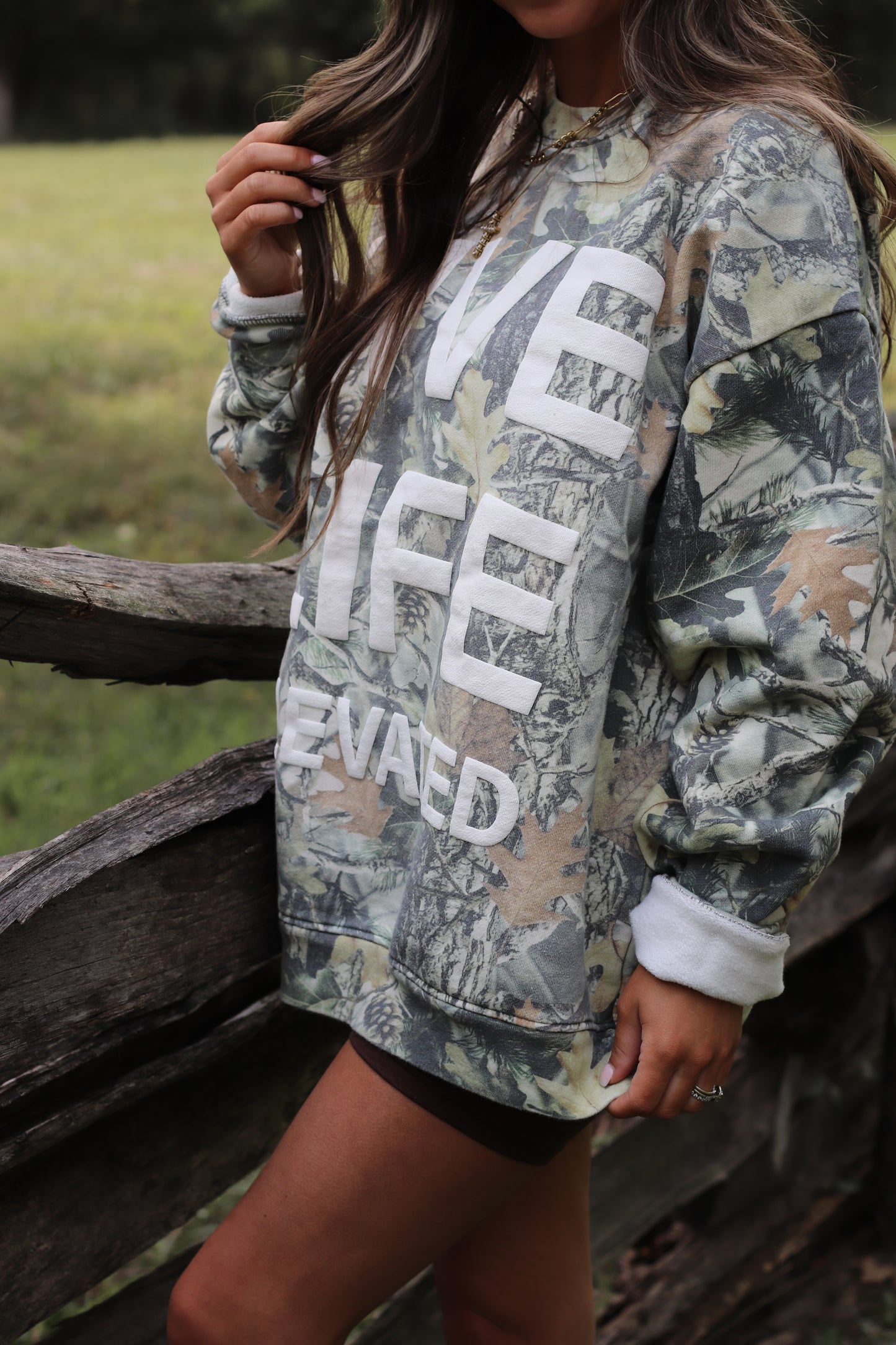 "Live Life Elevated" Vintage Camo Crew