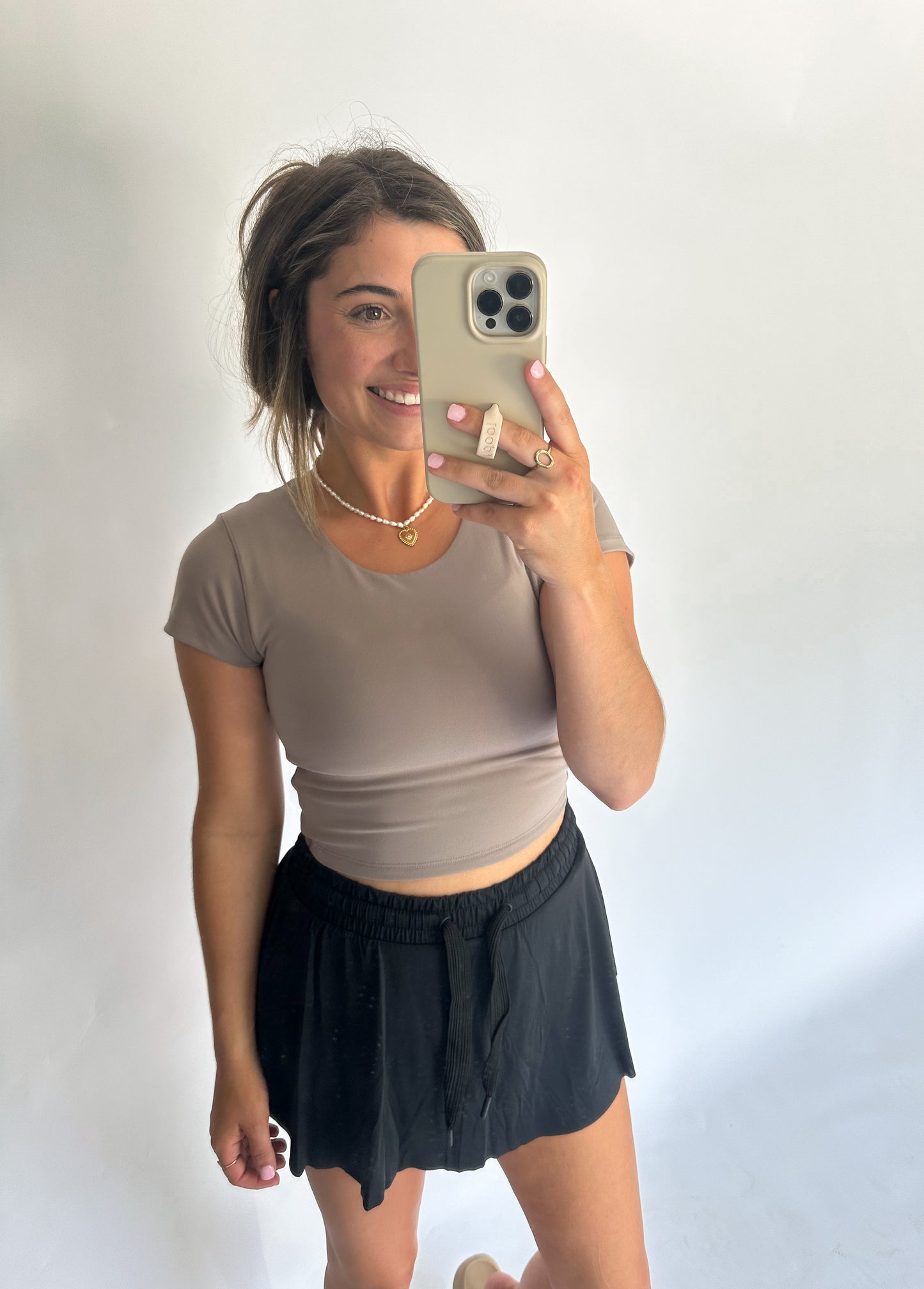 Align Open Back Tee- Taupe