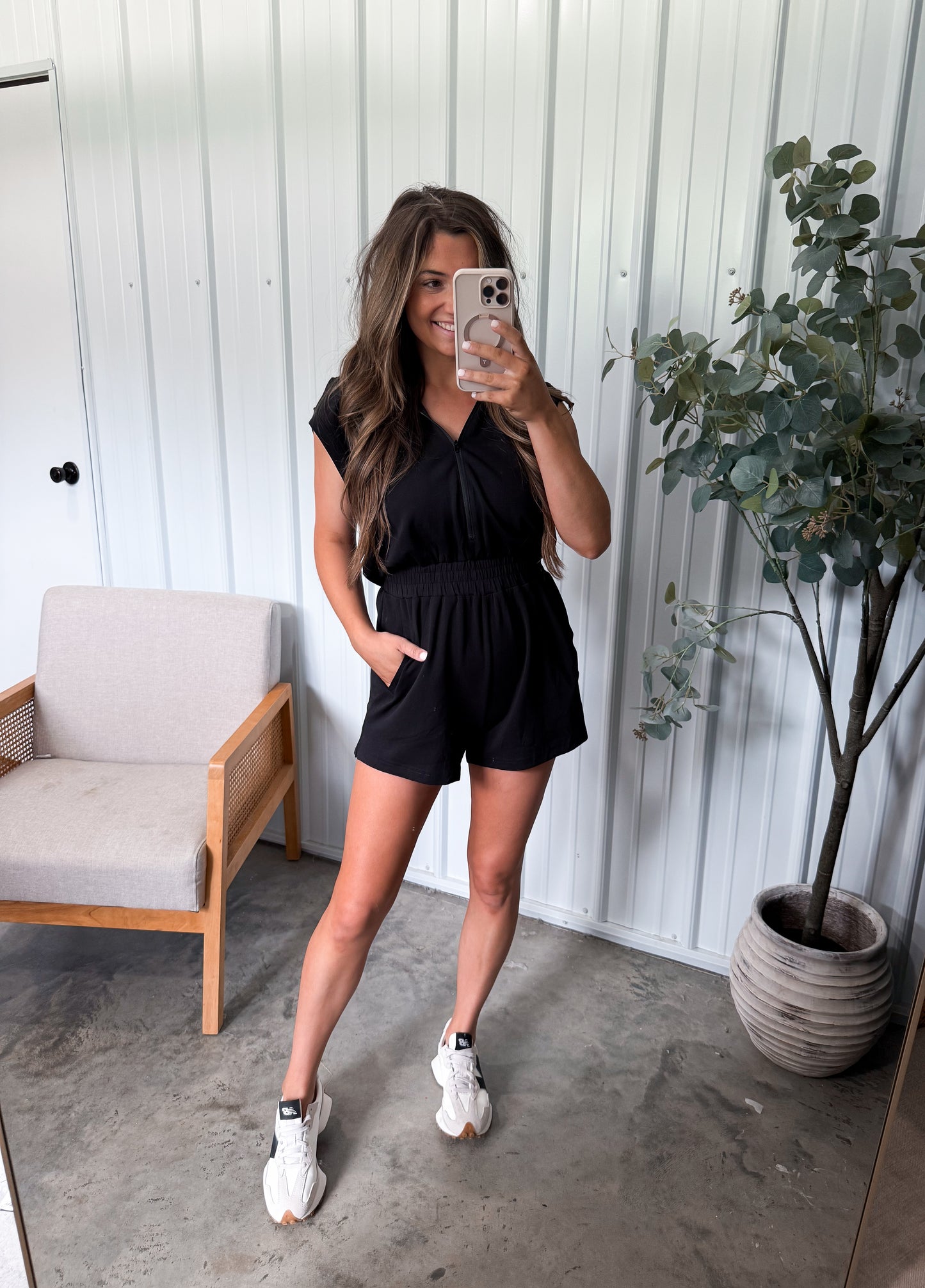 Alexis Hooded Romper- Black