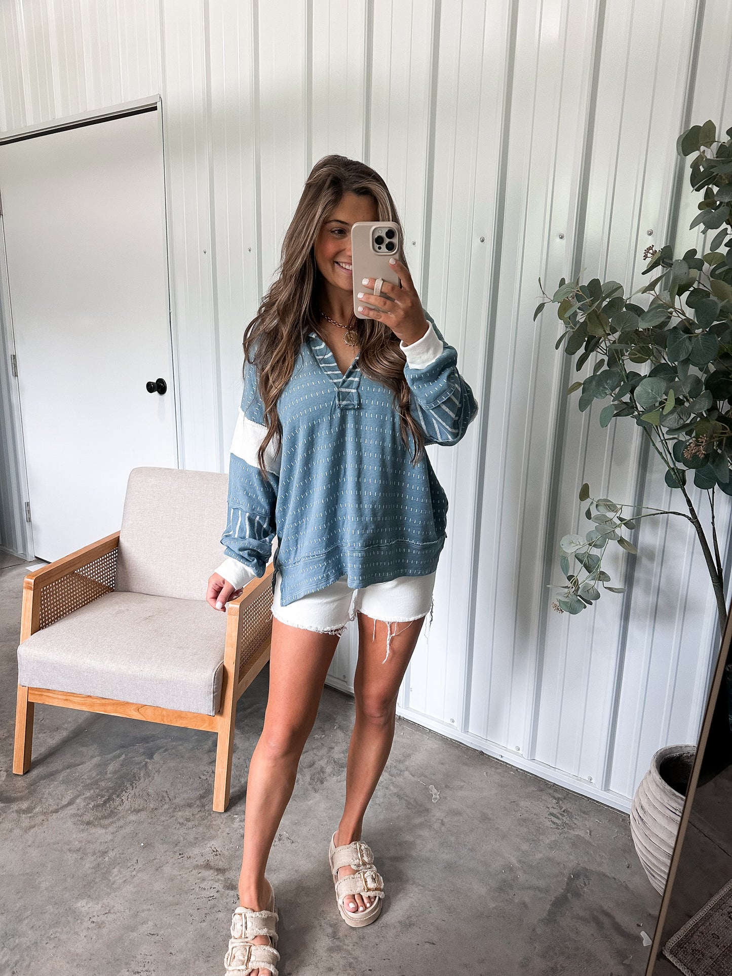 Lightweight Avery Pullover- Dusty Blue