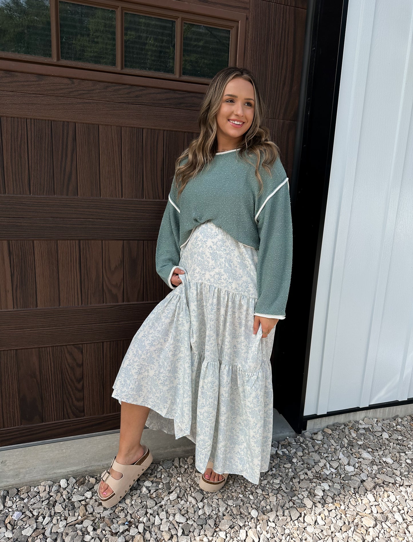 Empire Maxi Dress- Blue Floral