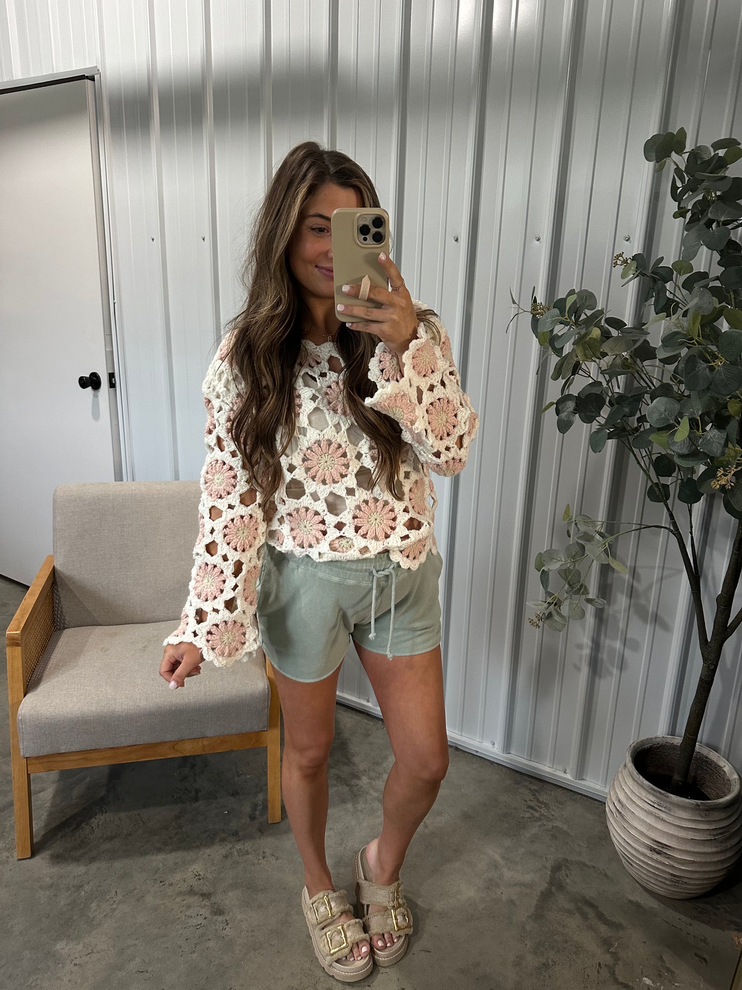 French Terry Dolphin Shorts- Sage Green