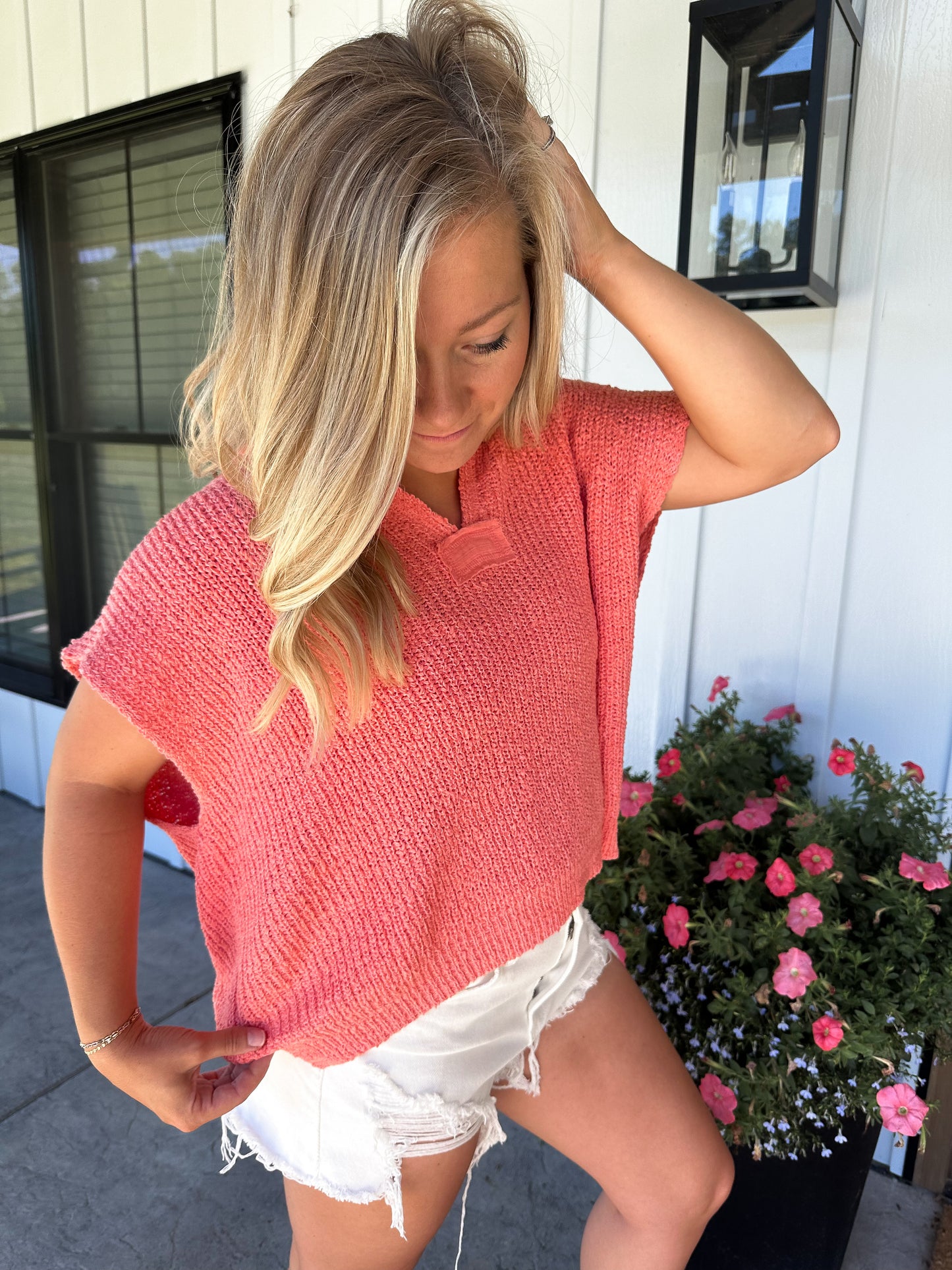 Nia knit Top - Coral