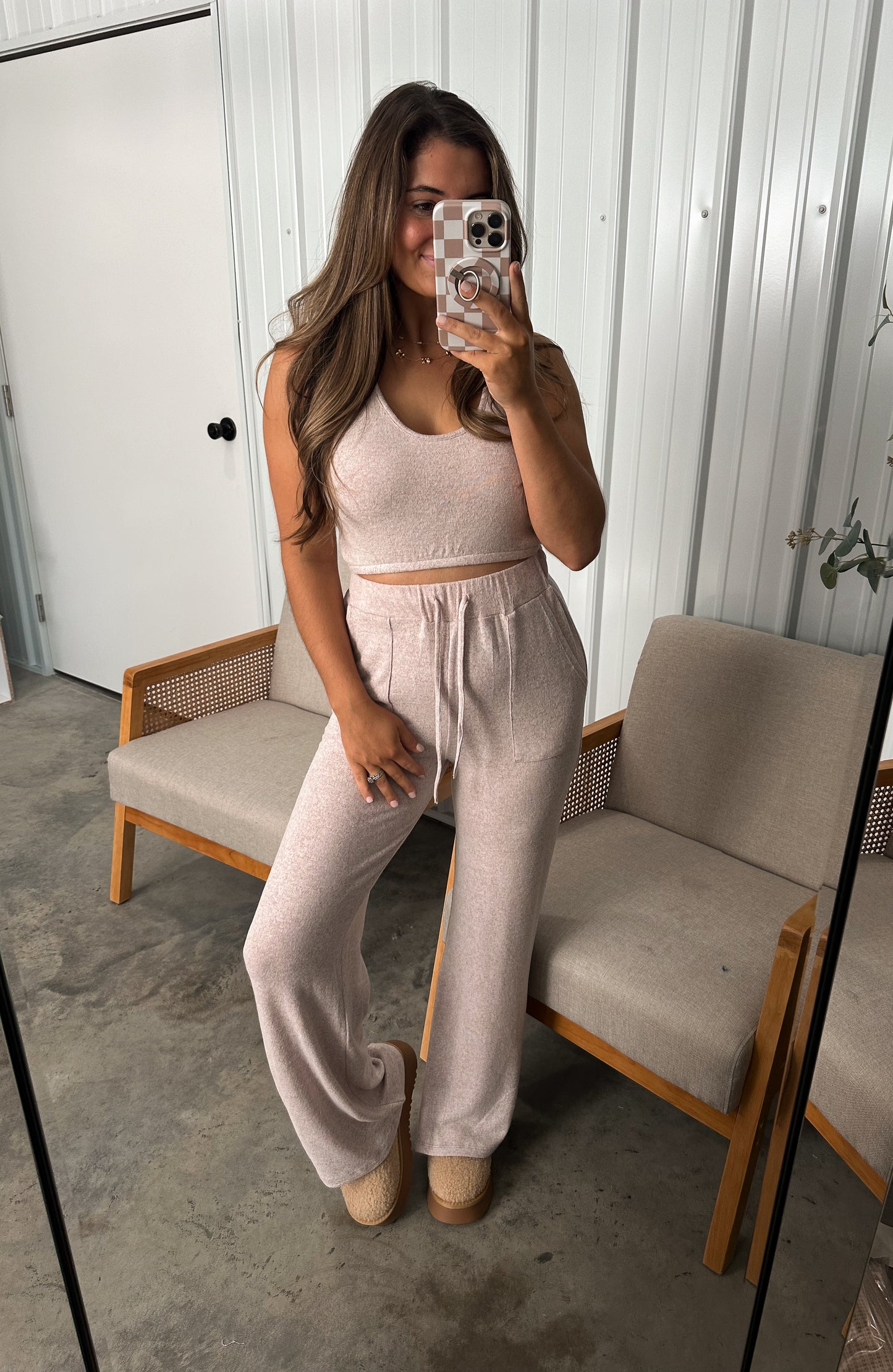 Soft Brushed Hacci Lounge Tank and Pants Set